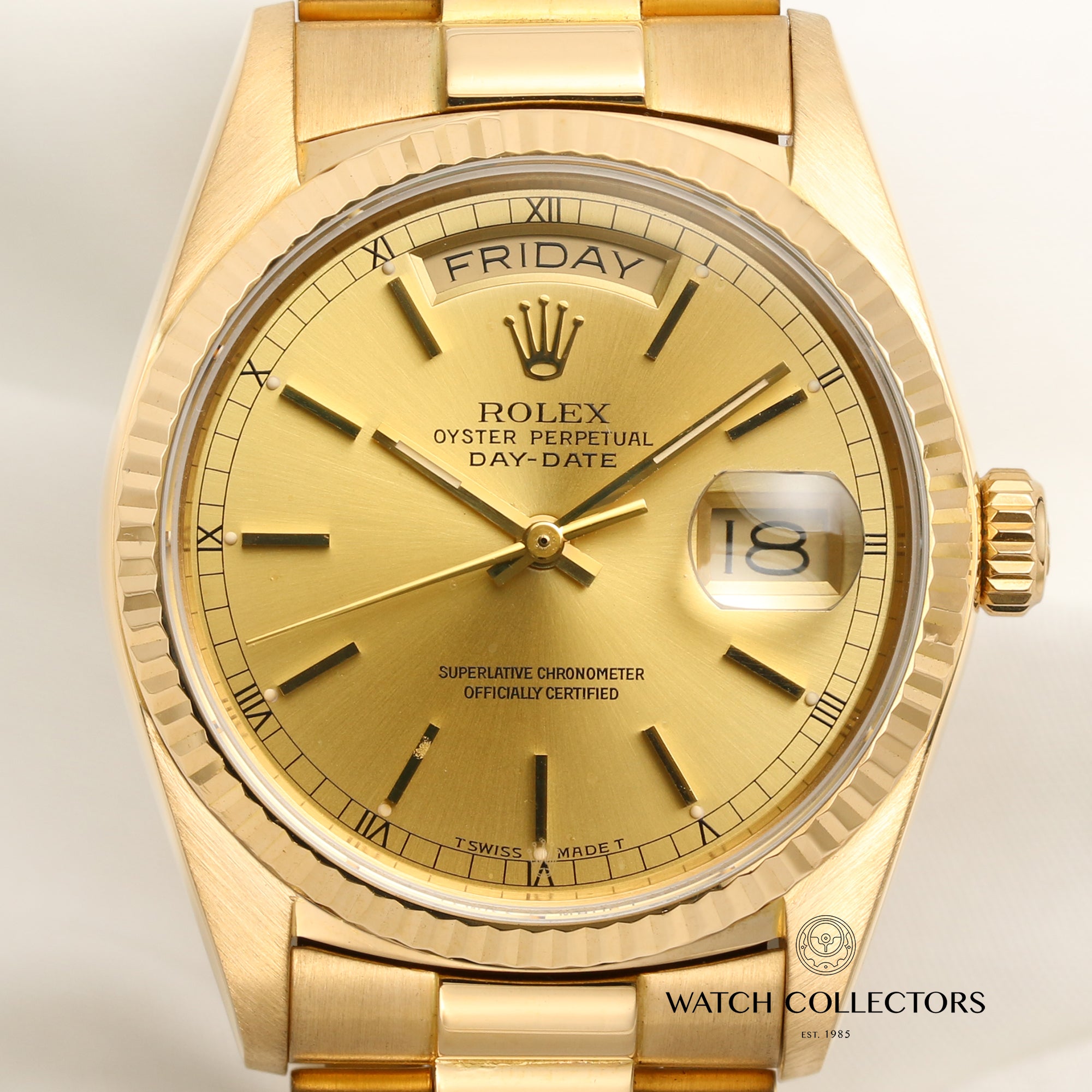 Rolex Day-Date 18238 18K Yellow Gold Second Hand Watch Collectors 2