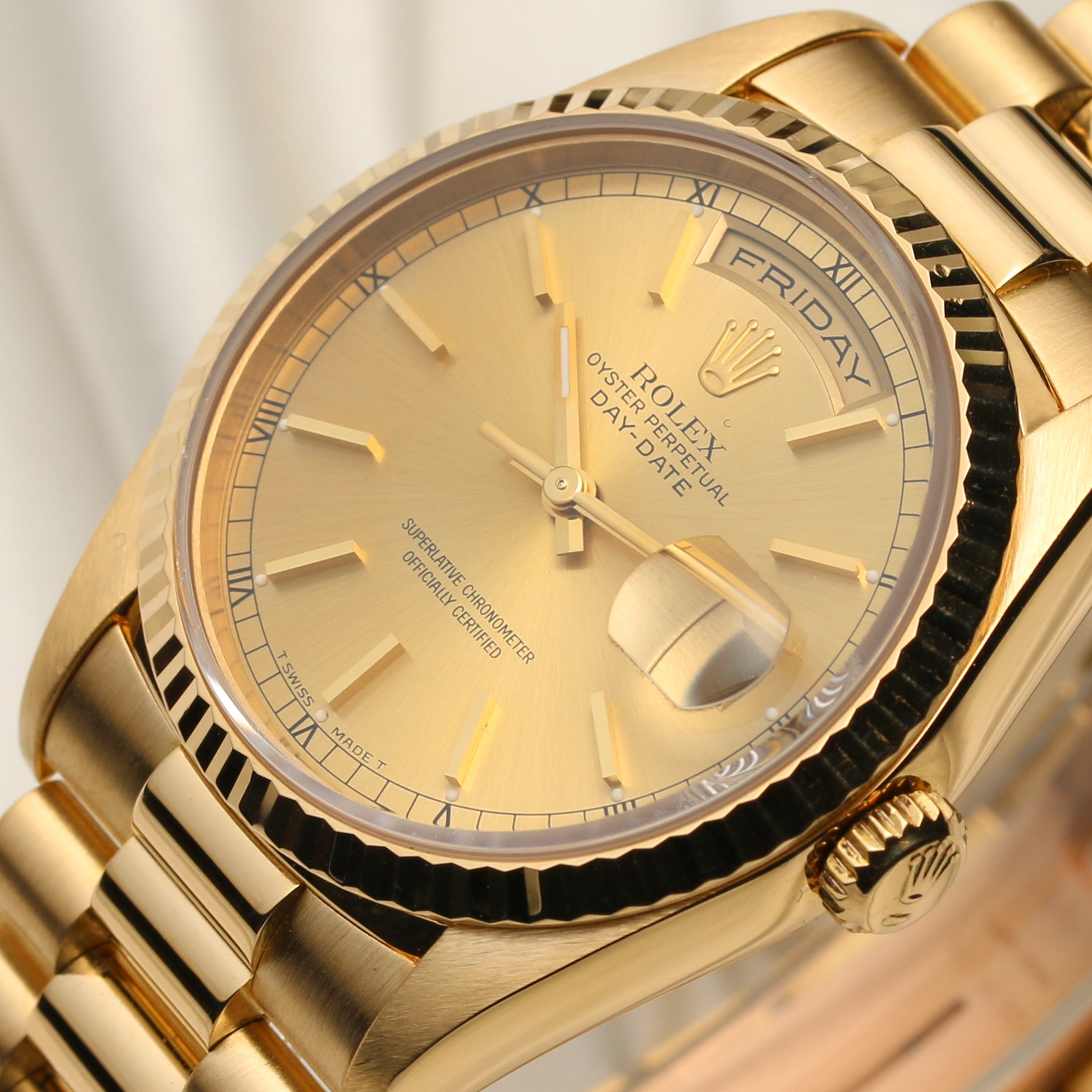 Rolex Day-Date 18238 18K Yellow Gold Second Hand Watch Collectors 4