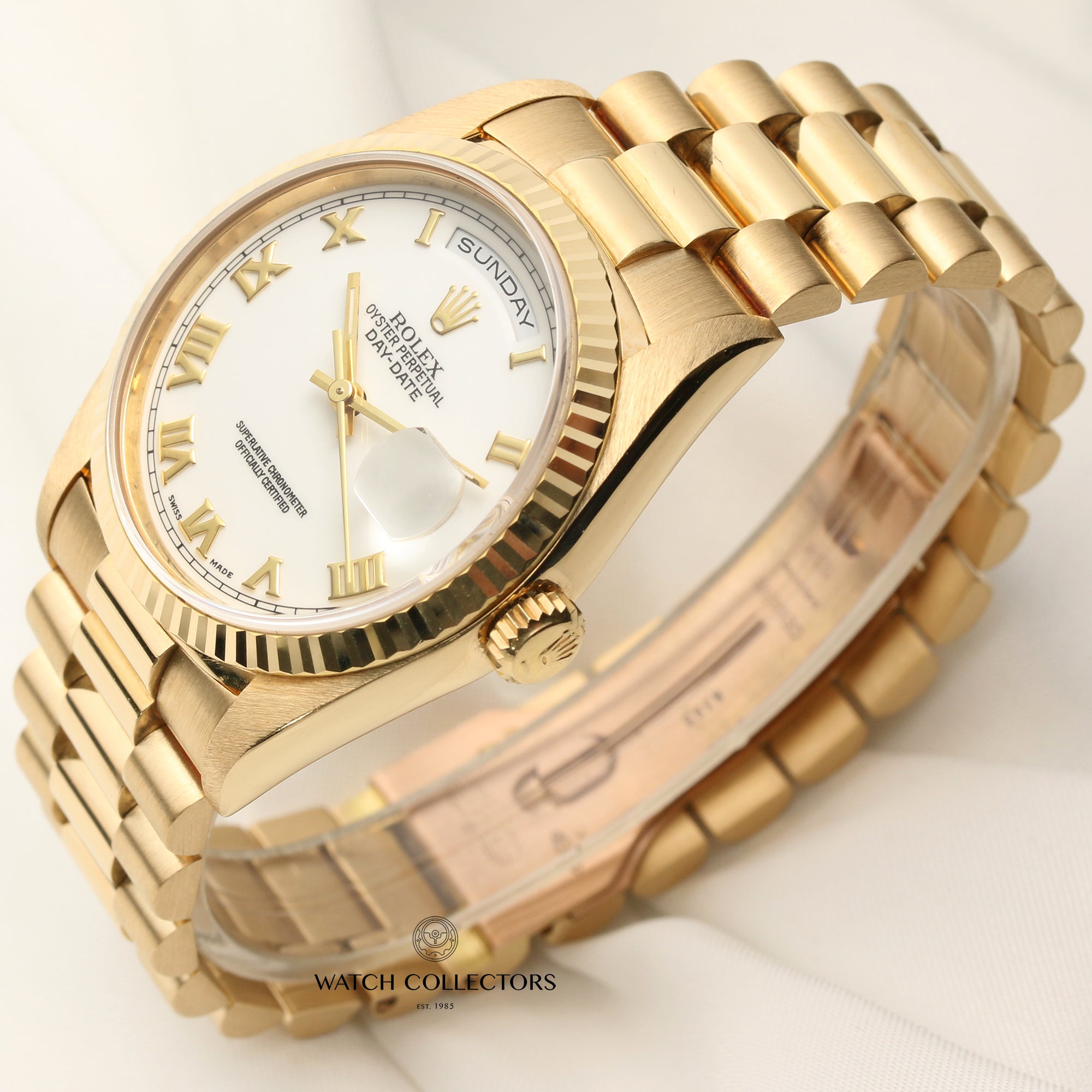 Rolex Day-Date 18238 White Dial 18K Yellow Gold Second Hand Watch Collectors 2