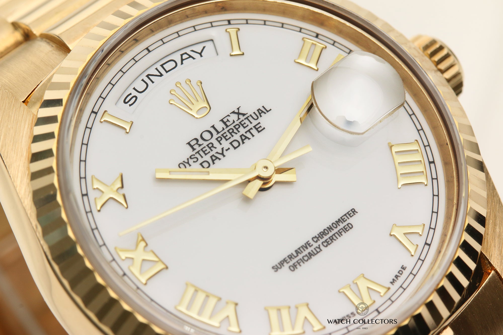 Rolex Day-Date 18238 White Dial 18K Yellow Gold Second Hand Watch Collectors 3