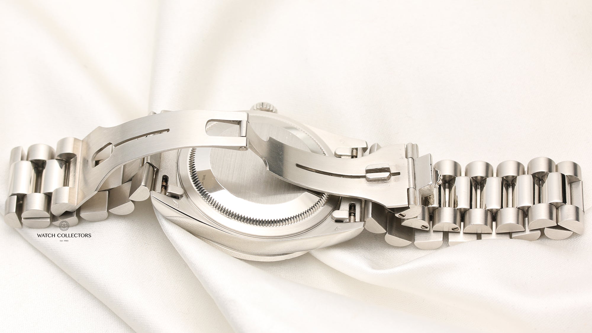 Rolex Day-Date 18346 Platinum Diamond Bezel Silver Diamond Dial Second Hand Watch Collectors 9