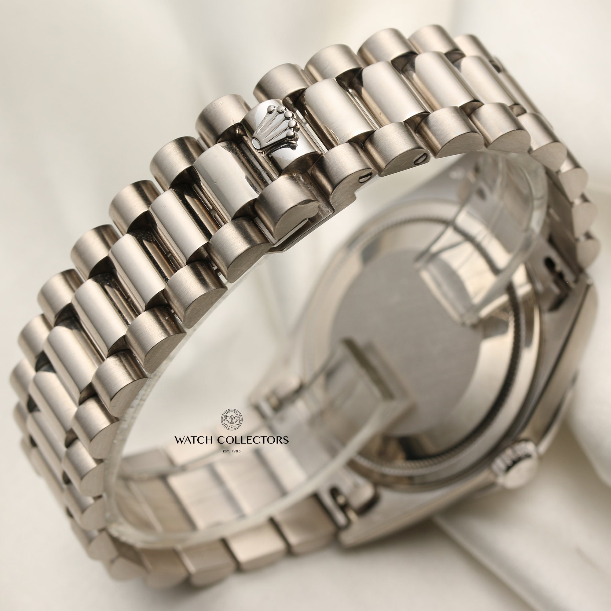 Rolex Day-Date 18389 18K White Gold Diamond Dial Bezel Shoulders Second Hand Watch Collectors 7