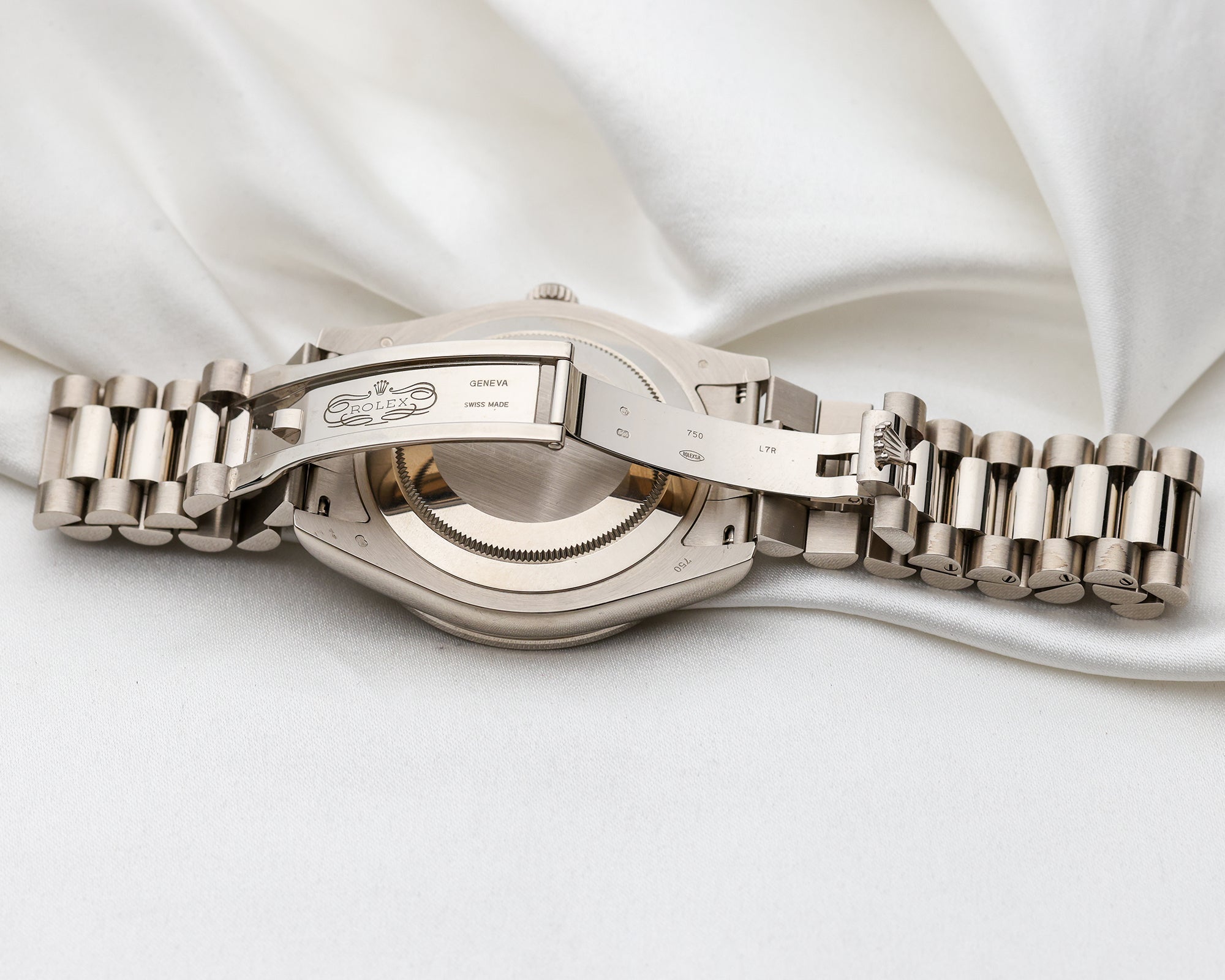 Rolex Day-Date 18K White Gold 218399BR Pave Baguette Diamond Second Hand Watch Collectors 7