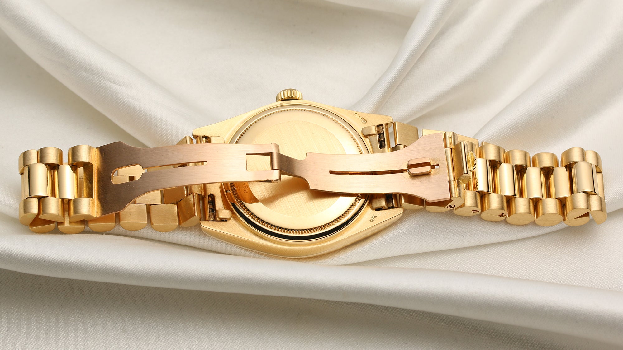 Rolex Day-Date 18K Yellow Gold White Roman Dial Second Hand Watch Collectors 7