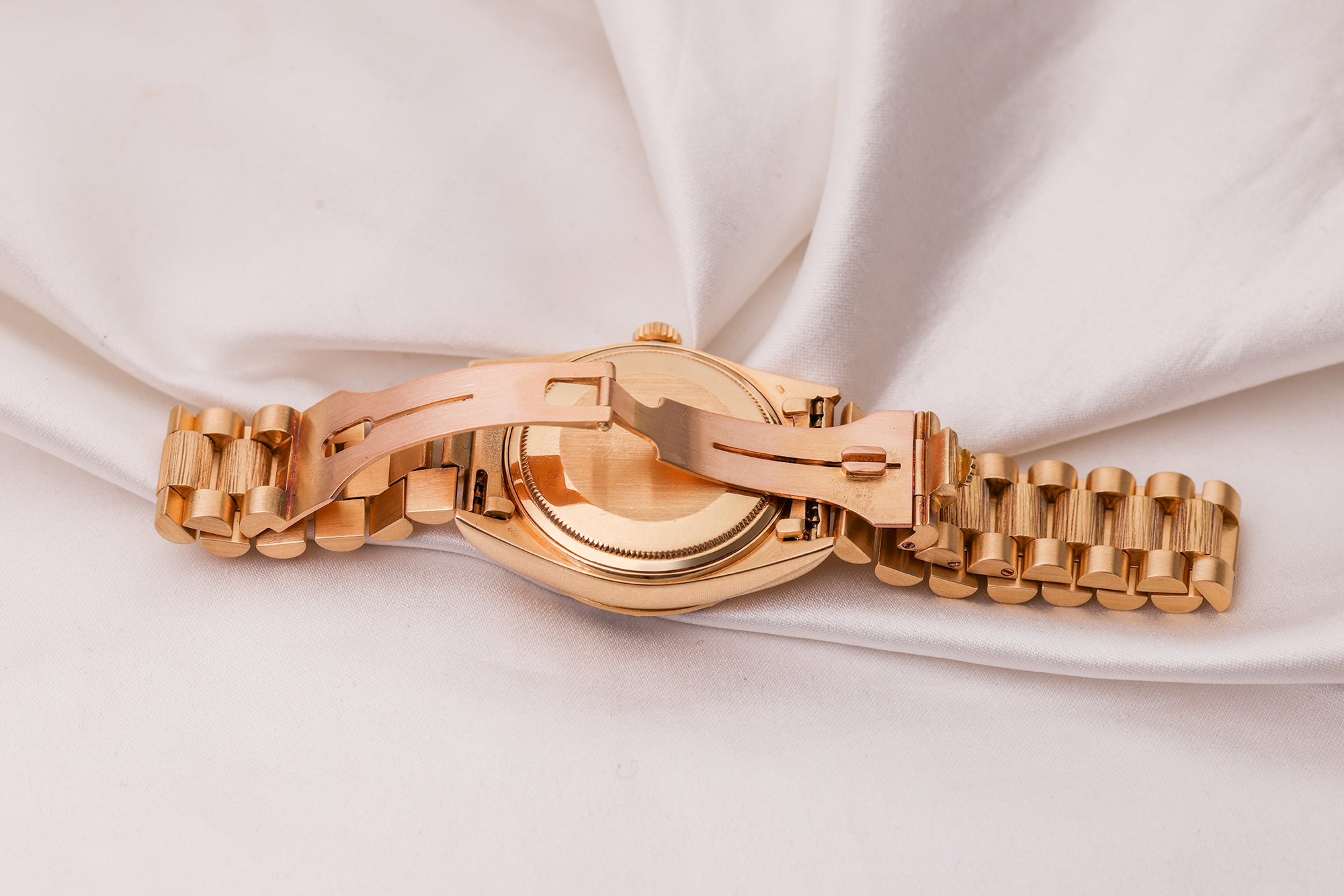 Rolex Day-Date Ghost Dial Bark Finish 18K Yellow Gold Second Hand Watch Collectors 6