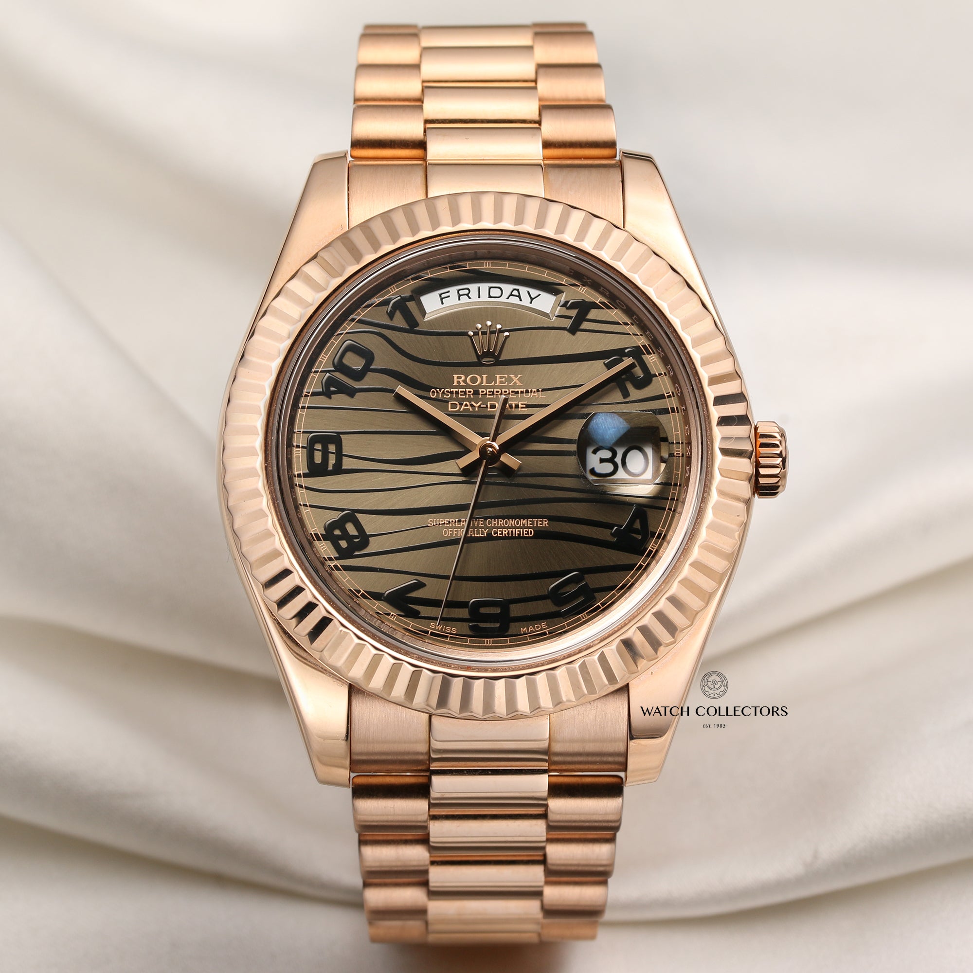Rolex Day-Date II 218235 18k Rose Gold Wave Dial