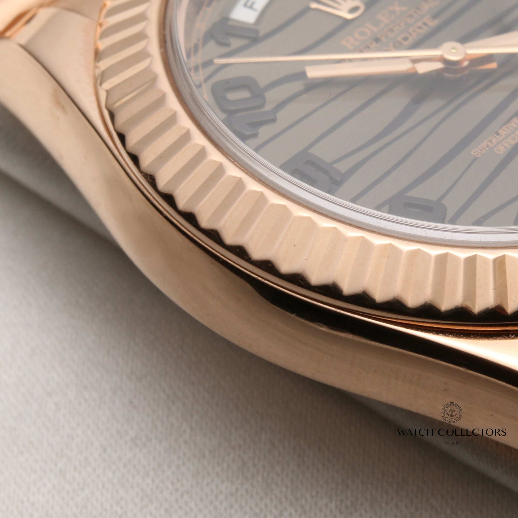 Rolex Day-Date II 218235 41mm 18K Rose Gold Bronze Wave Dial Second Hand Watch Collectors 6