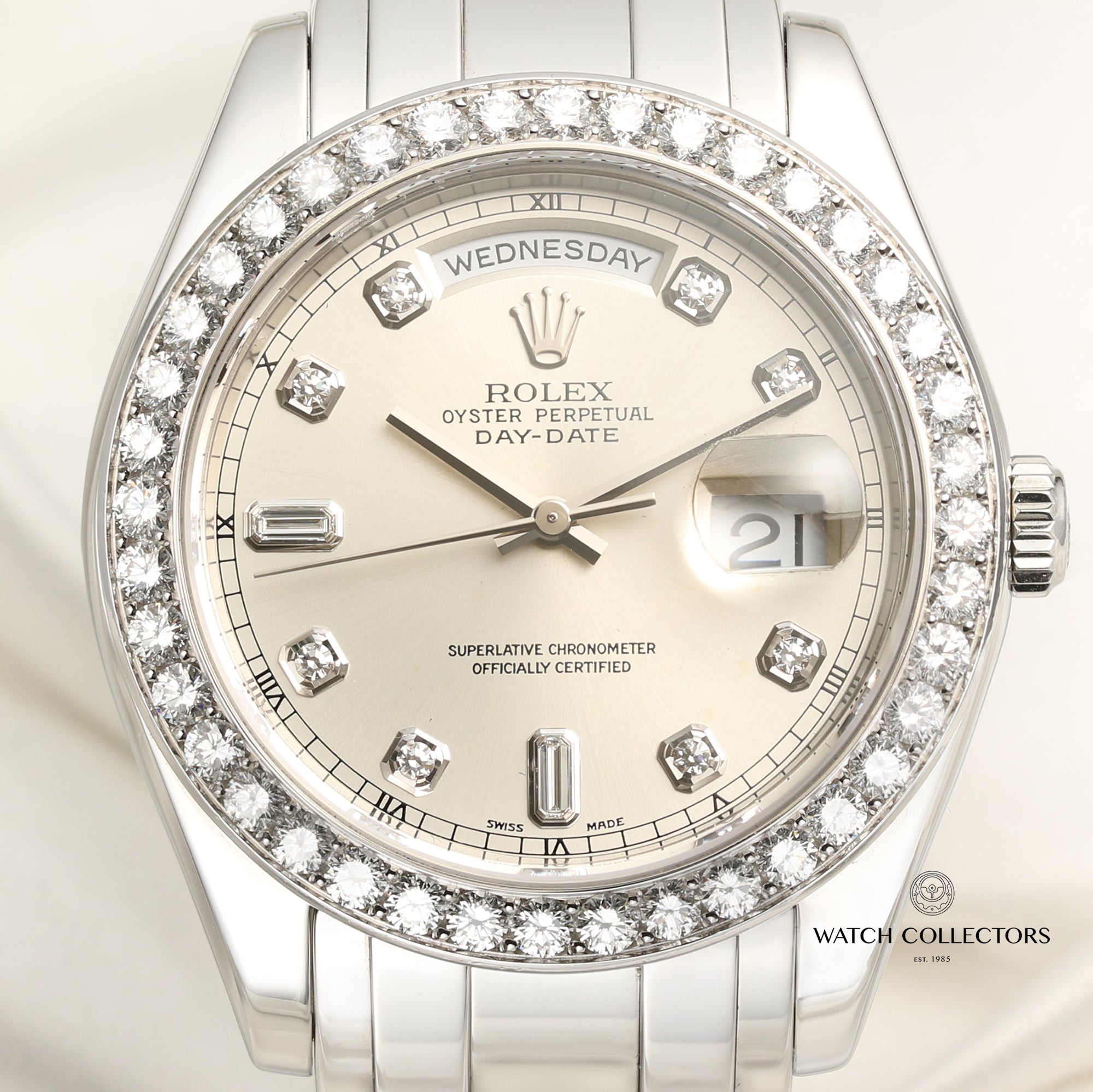 Rolex Day-Date Masterpiece Pearlmaster 18946 Platinum Diamond Dial Second Hand Watch Collectors 2