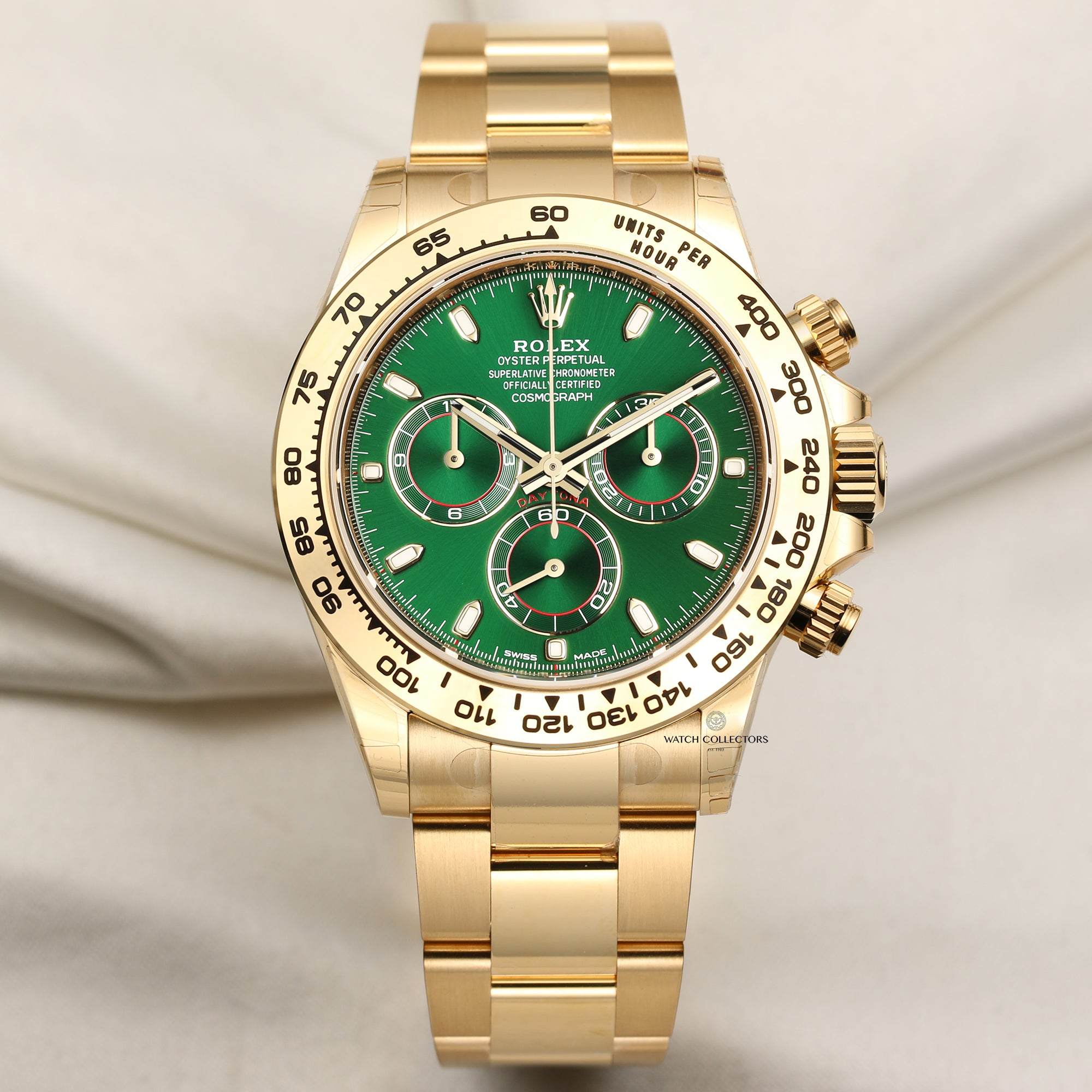 Rolex Daytona 116508 18K Yellow Gold Green Dial Second Hand Watch Collectors 1 - Copy