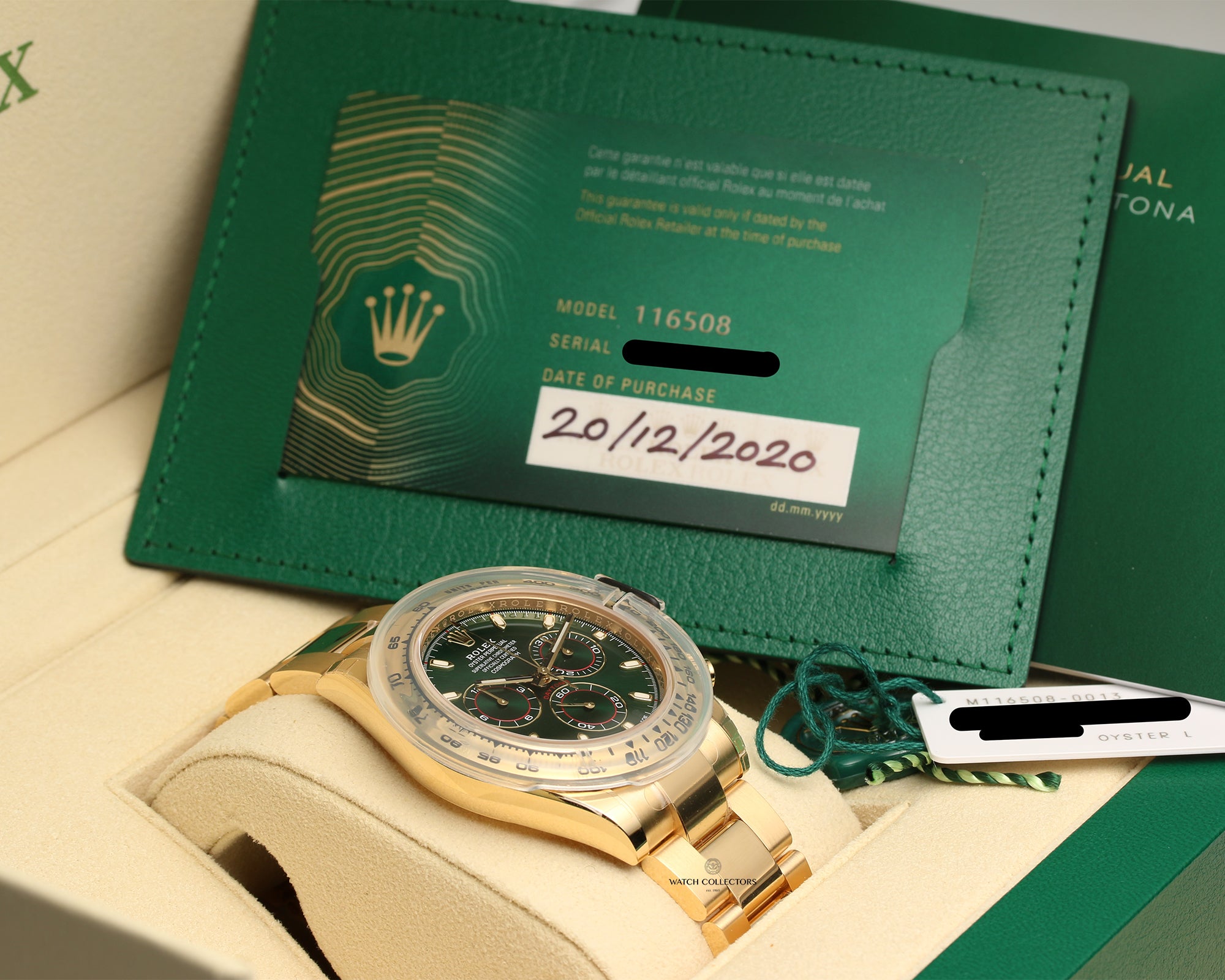 Rolex Daytona 116508 18K Yellow Gold Green Dial Second Hand Watch Collectors 10