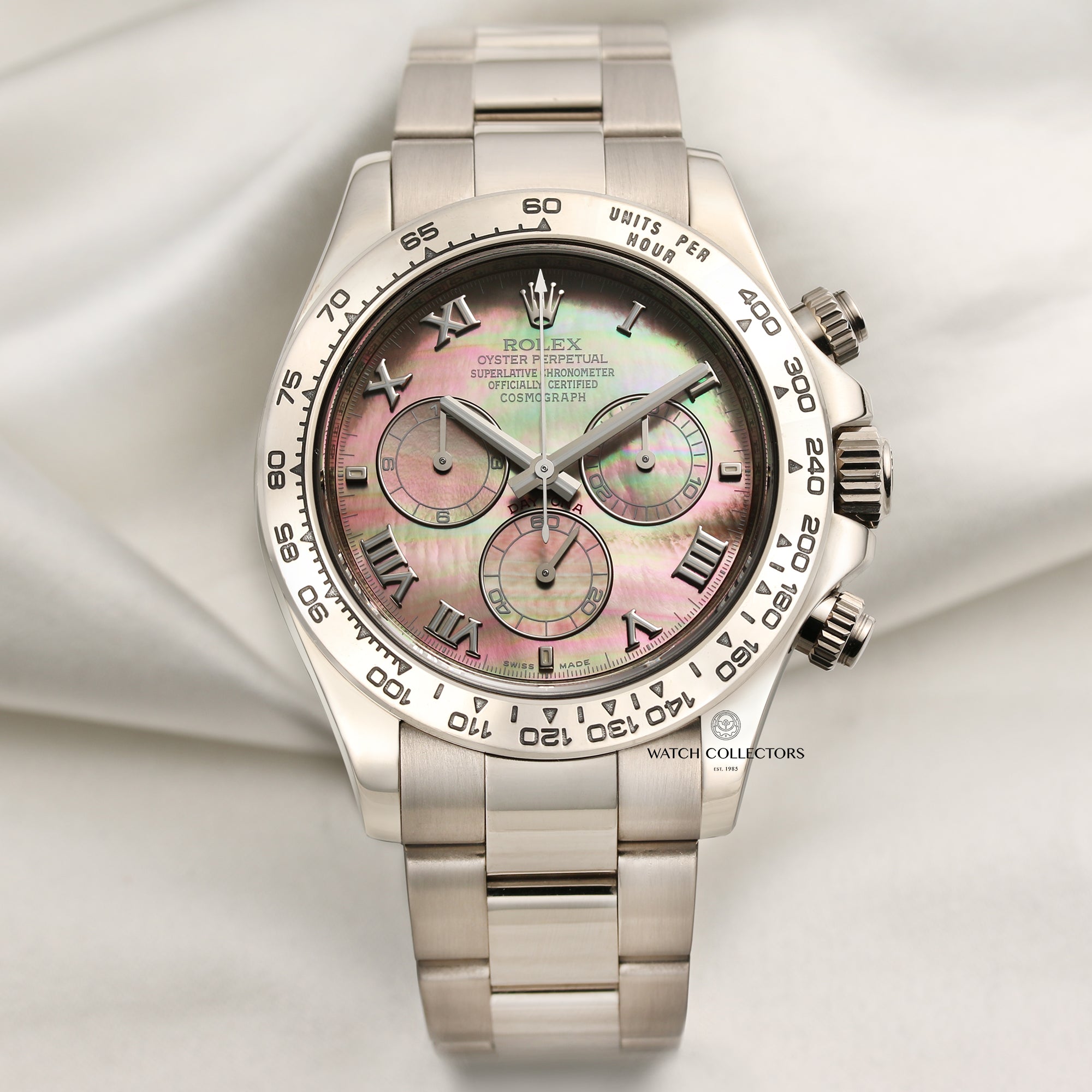 Rolex Daytona 116509 18K White Gold Black MOP Dial Second Hand Watch Collectors 1