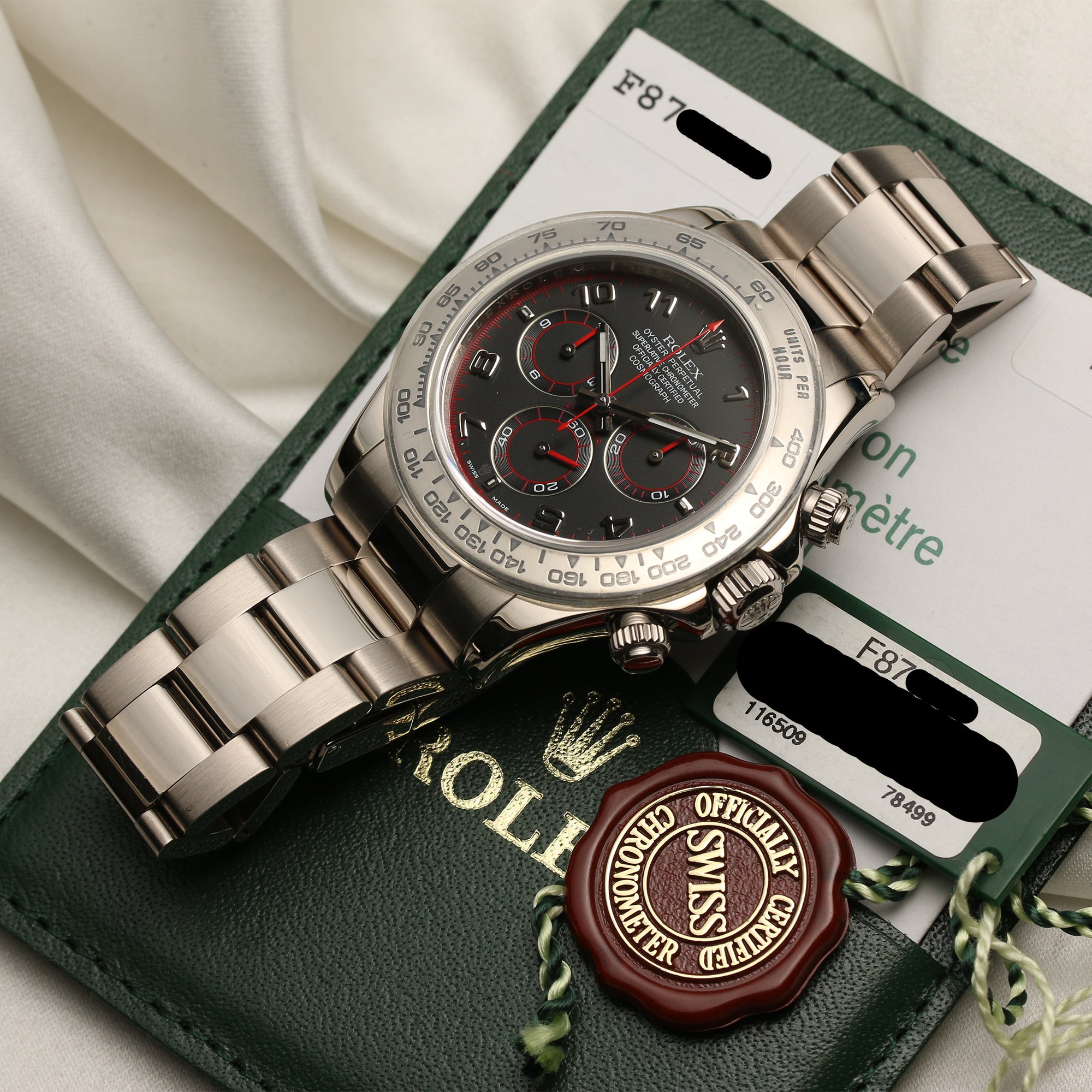 Rolex Daytona 116509 18K White Gold Racing Dial Second Hand Watch Collectors 10