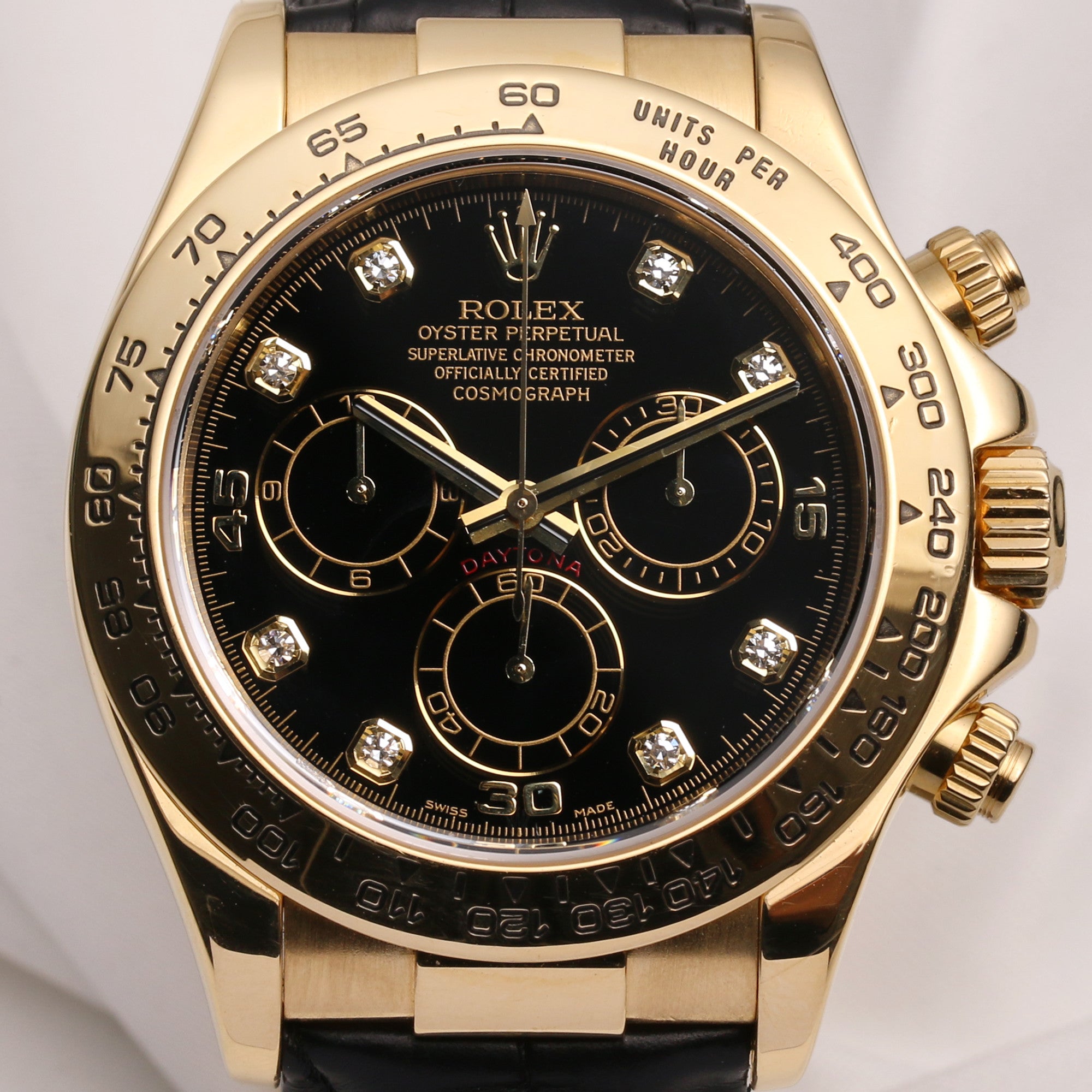 Rolex Daytona 116518 18K Yellow Gold Black Diamond Dial Second Hand Watch Collectors 2