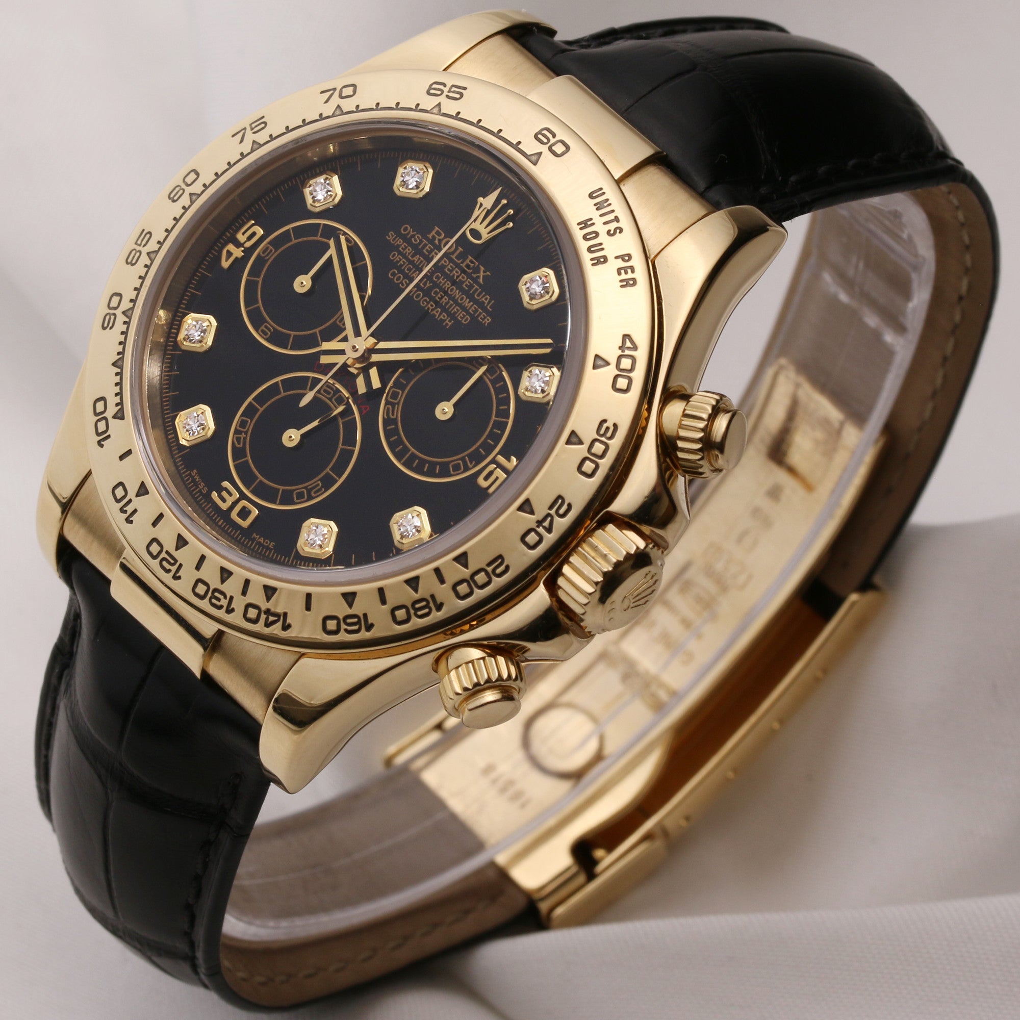 Rolex Daytona 116518 18K Yellow Gold Black Diamond Dial Second Hand Watch Collectors 3