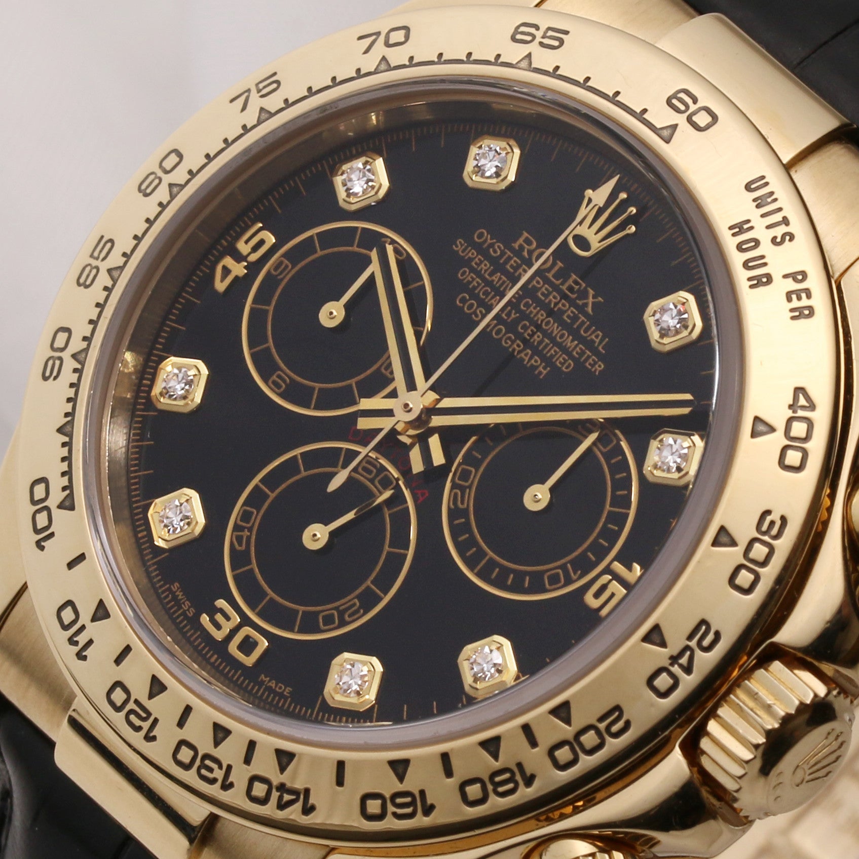 Rolex Daytona 116518 18K Yellow Gold Black Diamond Dial Second Hand Watch Collectors 4