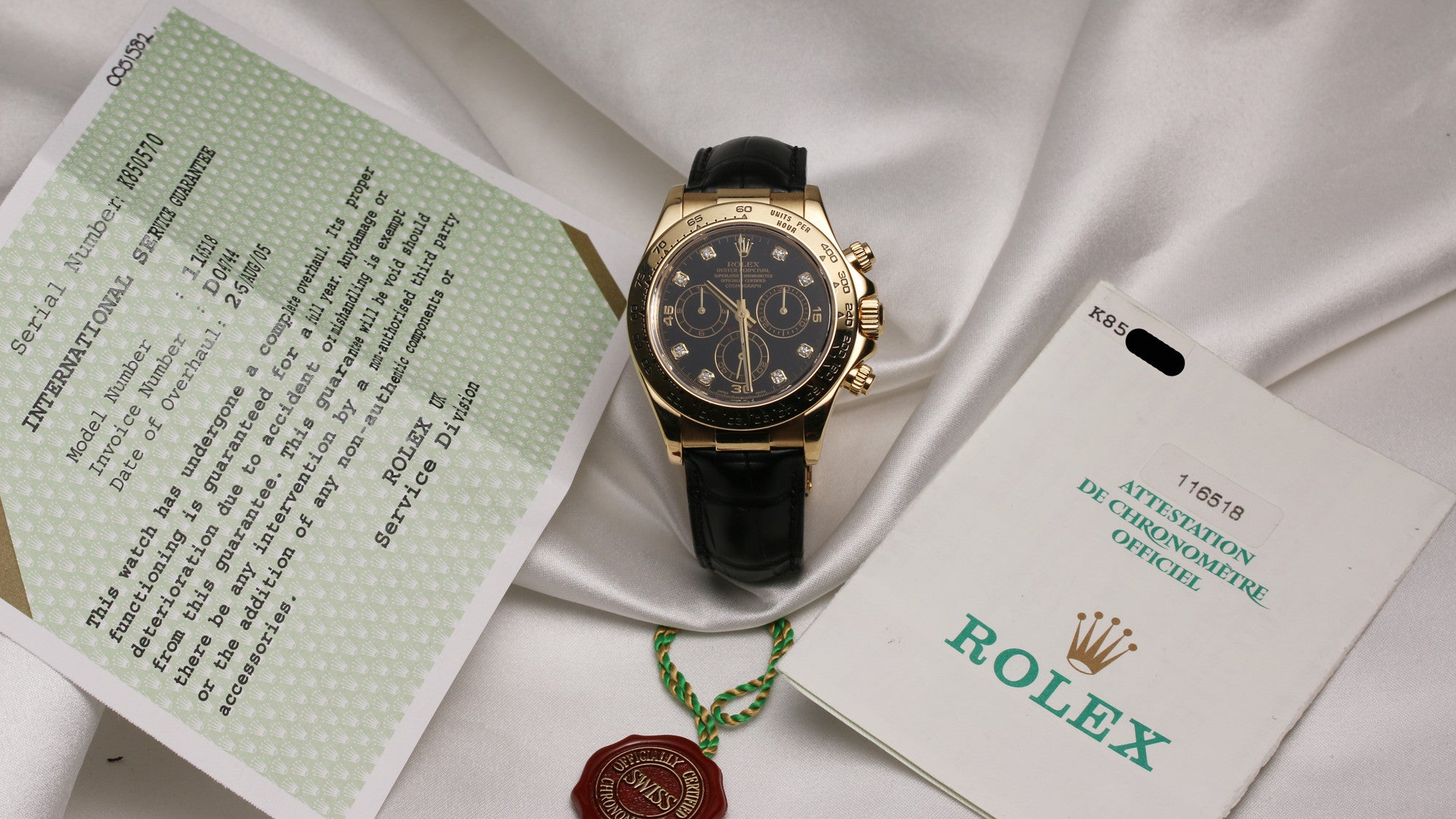 Rolex Daytona 116518 18K Yellow Gold Black Diamond Dial Second Hand Watch Collectors 7