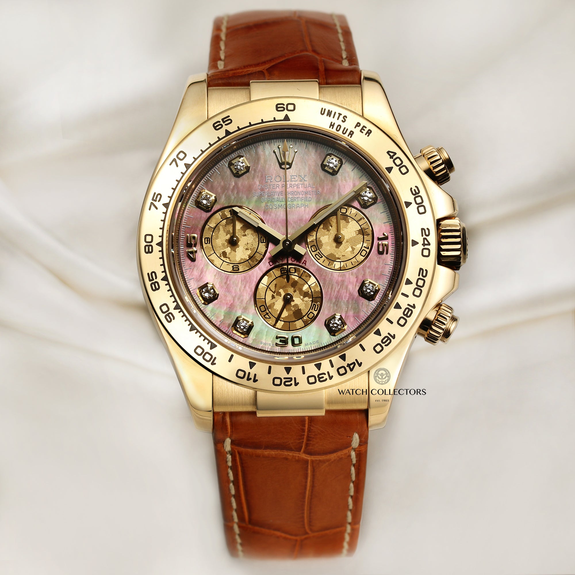 Rolex Daytona 116518 18K Yellow Gold Black MOP Diamond Dial Second Hand Watch Collectors 1