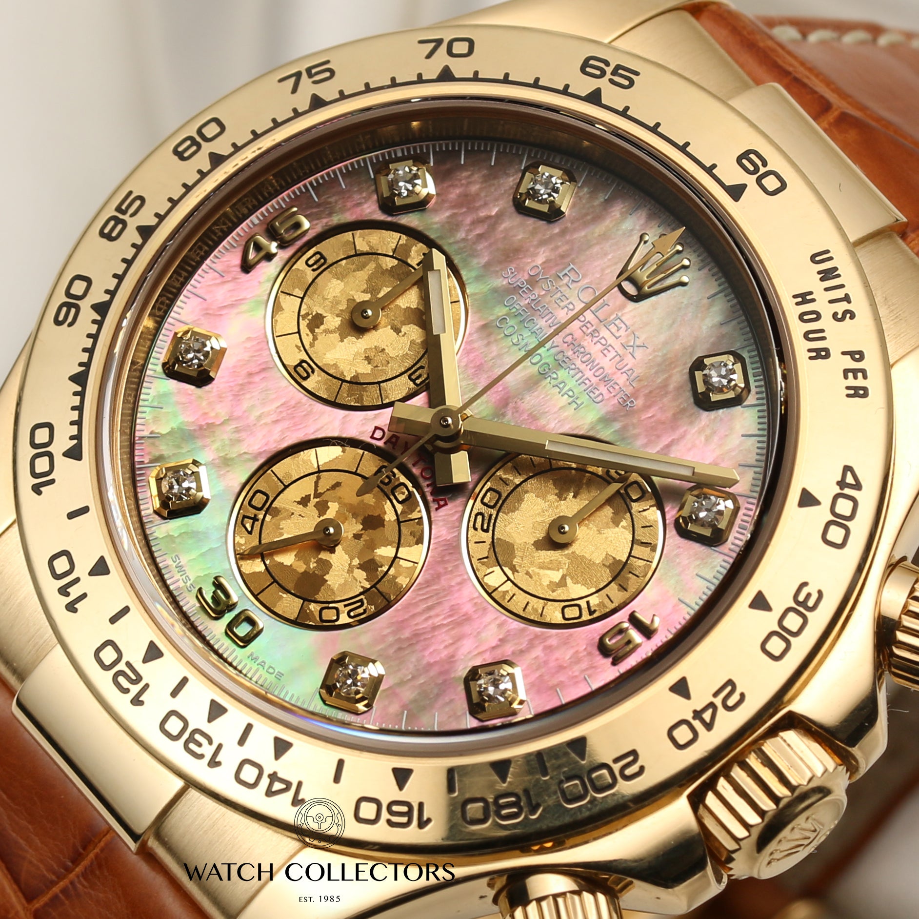 Rolex Daytona 116518 18K Yellow Gold Black MOP Diamond Dial Second Hand Watch Collectors 5