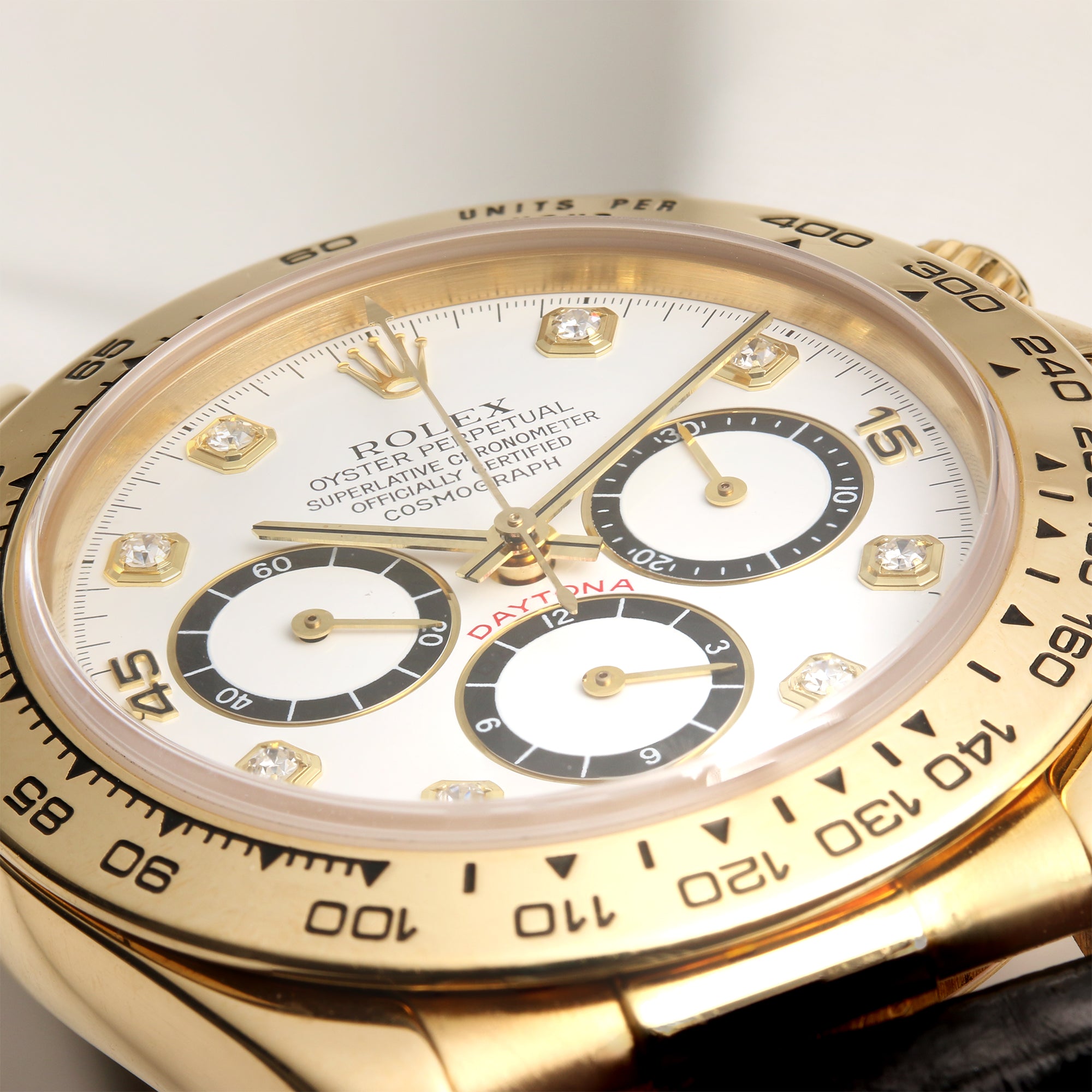 Rolex Daytona 116518 Factory Set Diamond Dial 18K Yellow Gold Second Hand Watch Collectors 5