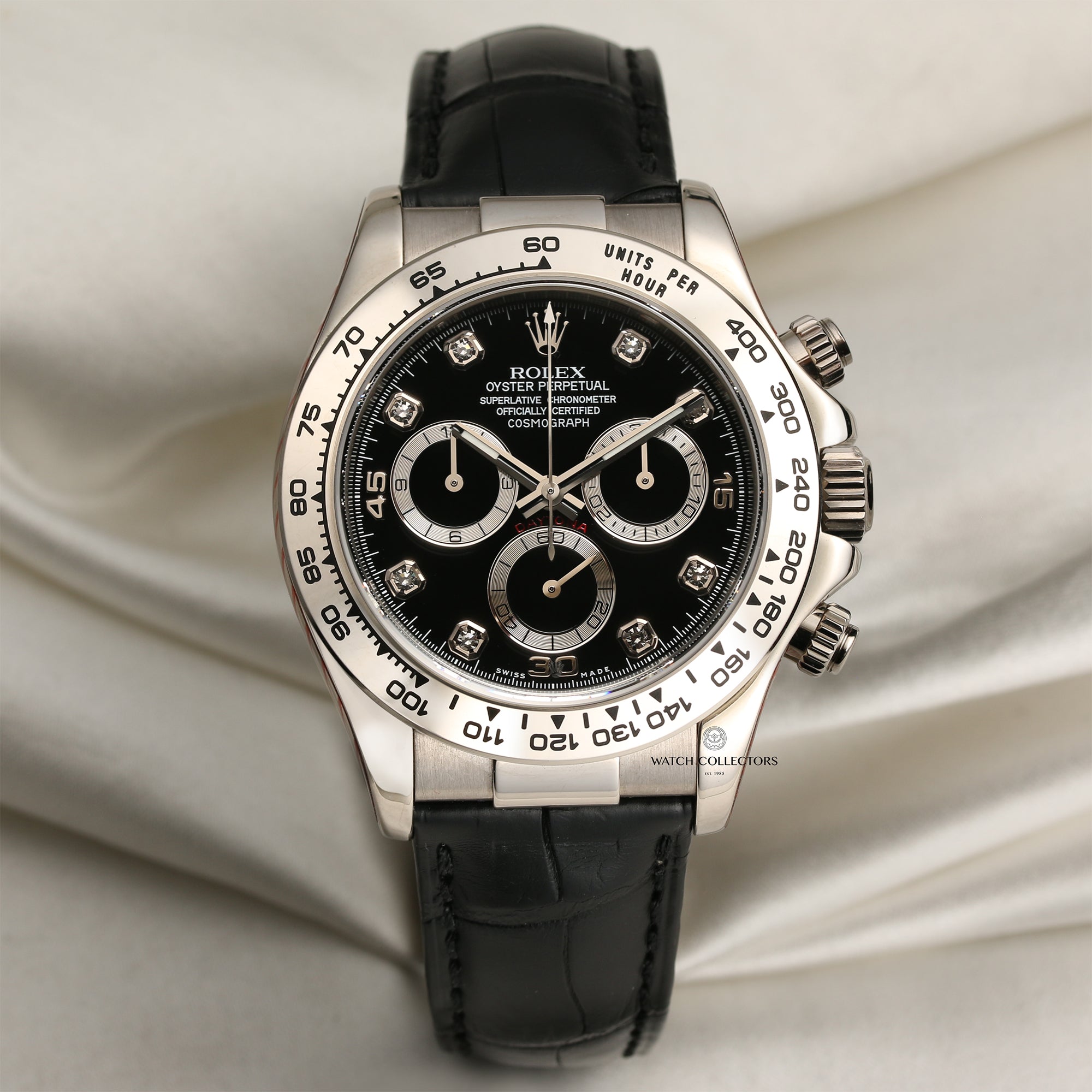Rolex Daytona 116519 18K White Gold Black Diamond Dial Second Hand Watch Collectors 1