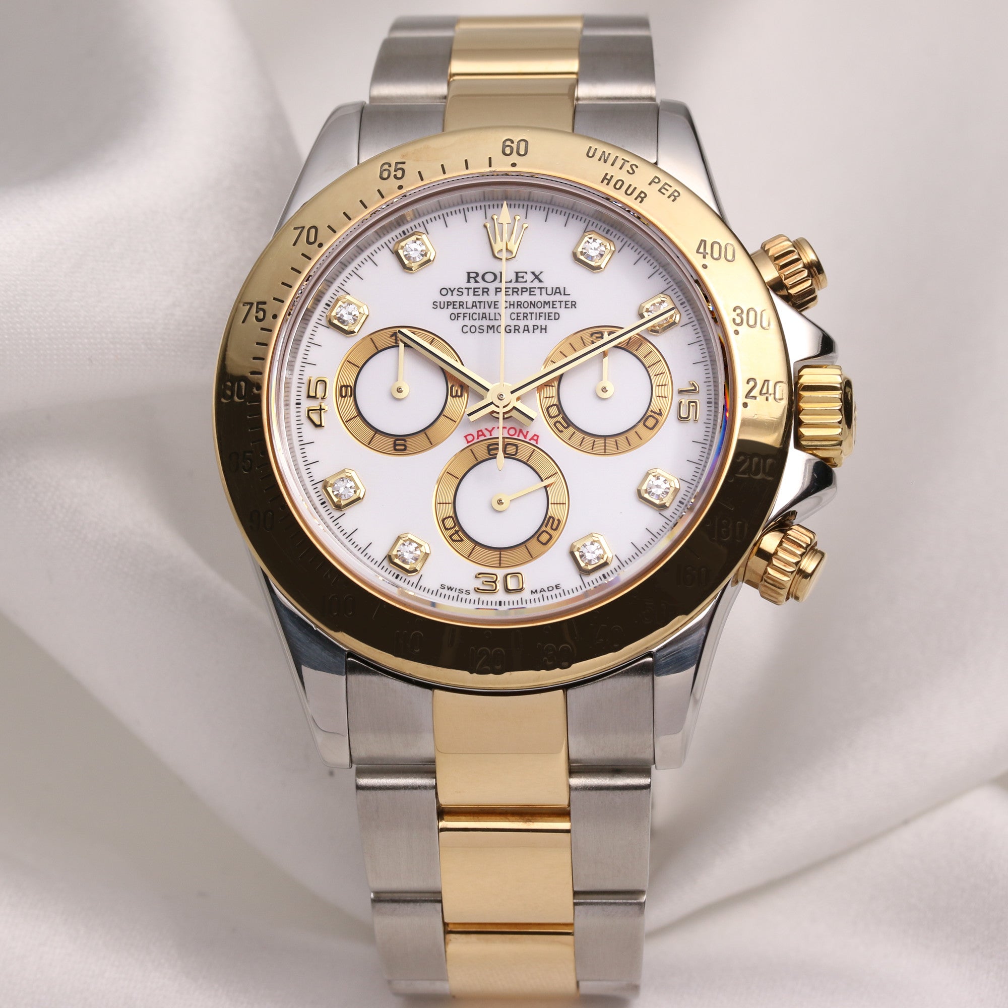 Rolex Daytona 116523 Diamond Steel & Gold Second Hand Watch Collectors 1