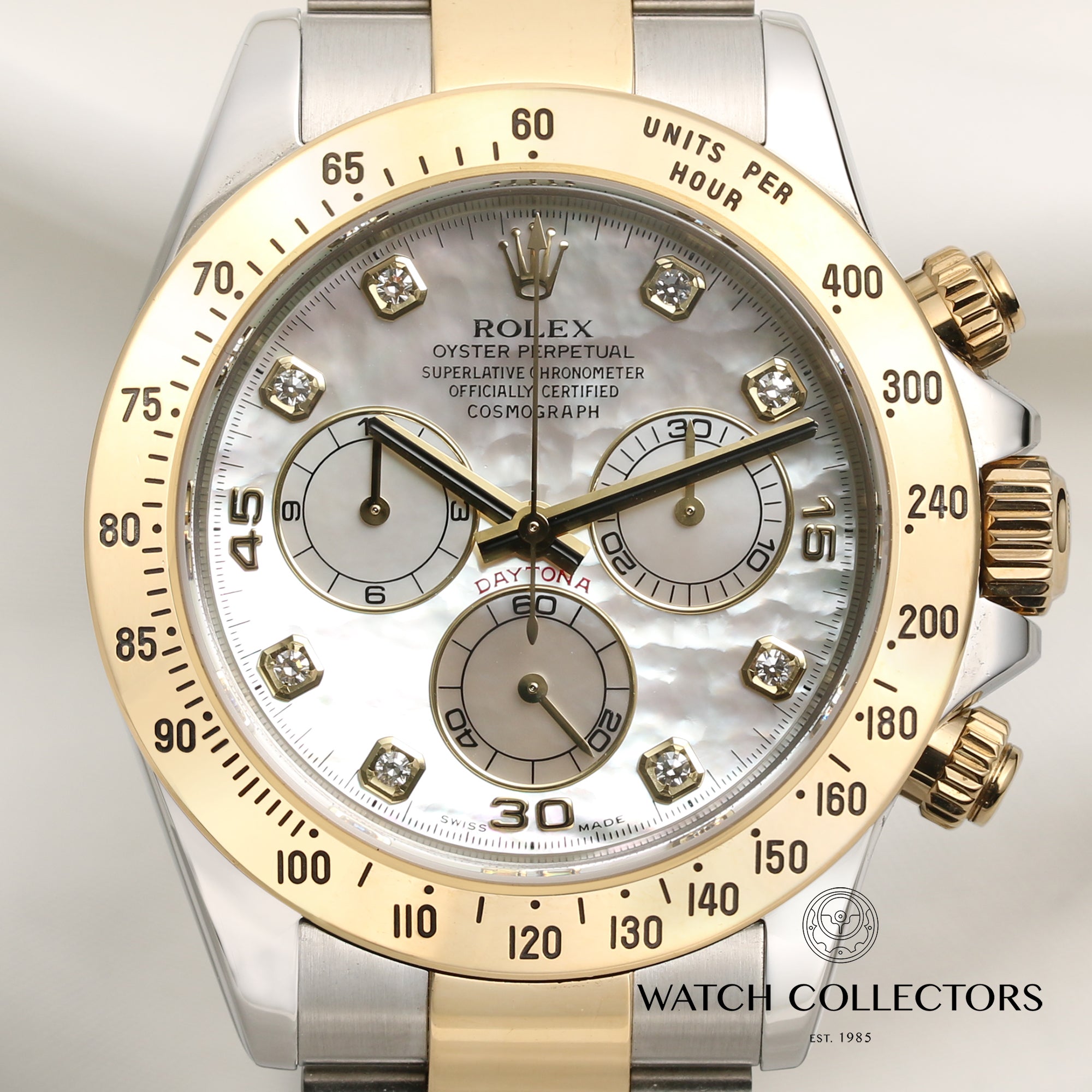 Rolex Daytona 116523 Steel & Gold MOP Diamond Dial Second Hand Watch Collectors 2