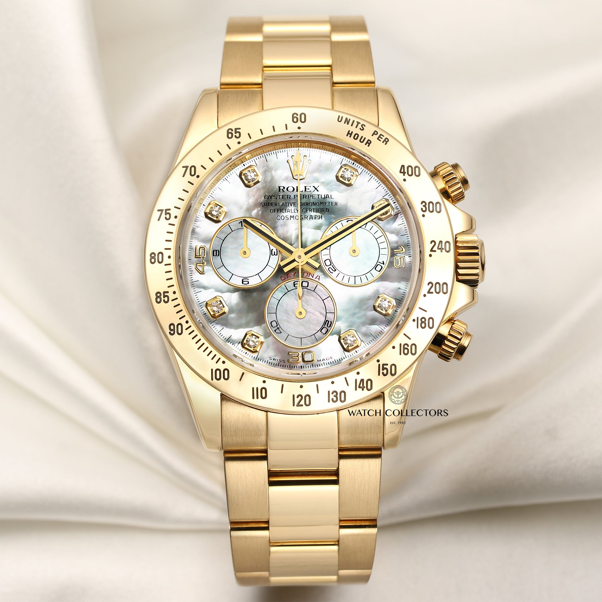 Rolex Daytona 116528 18k Yellow Gold Mother of Pearl Diamond Dial