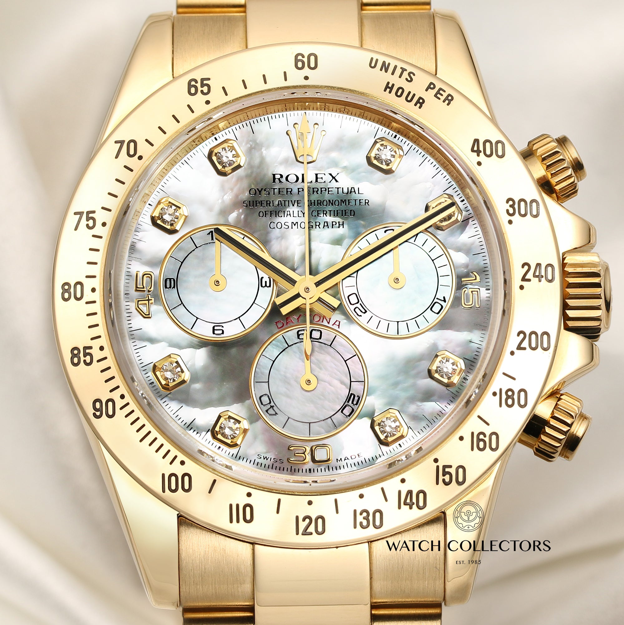 Rolex Daytona 116528 MOP Diamond Dial 18K Yellow Gold Second Hand Watch Collectors 2