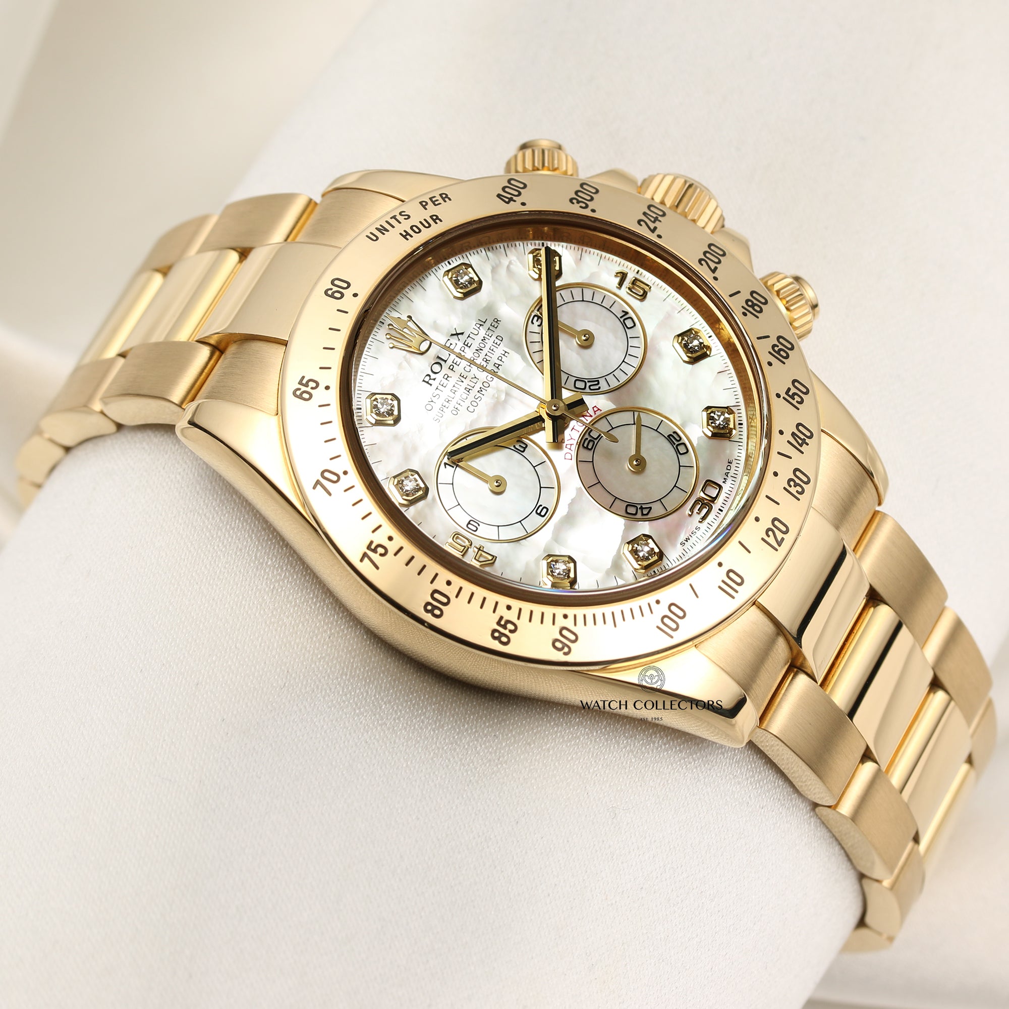 Rolex Daytona 116528 MOP Diamond Dial 18K Yellow Gold Second Hand Watch Collectors 4