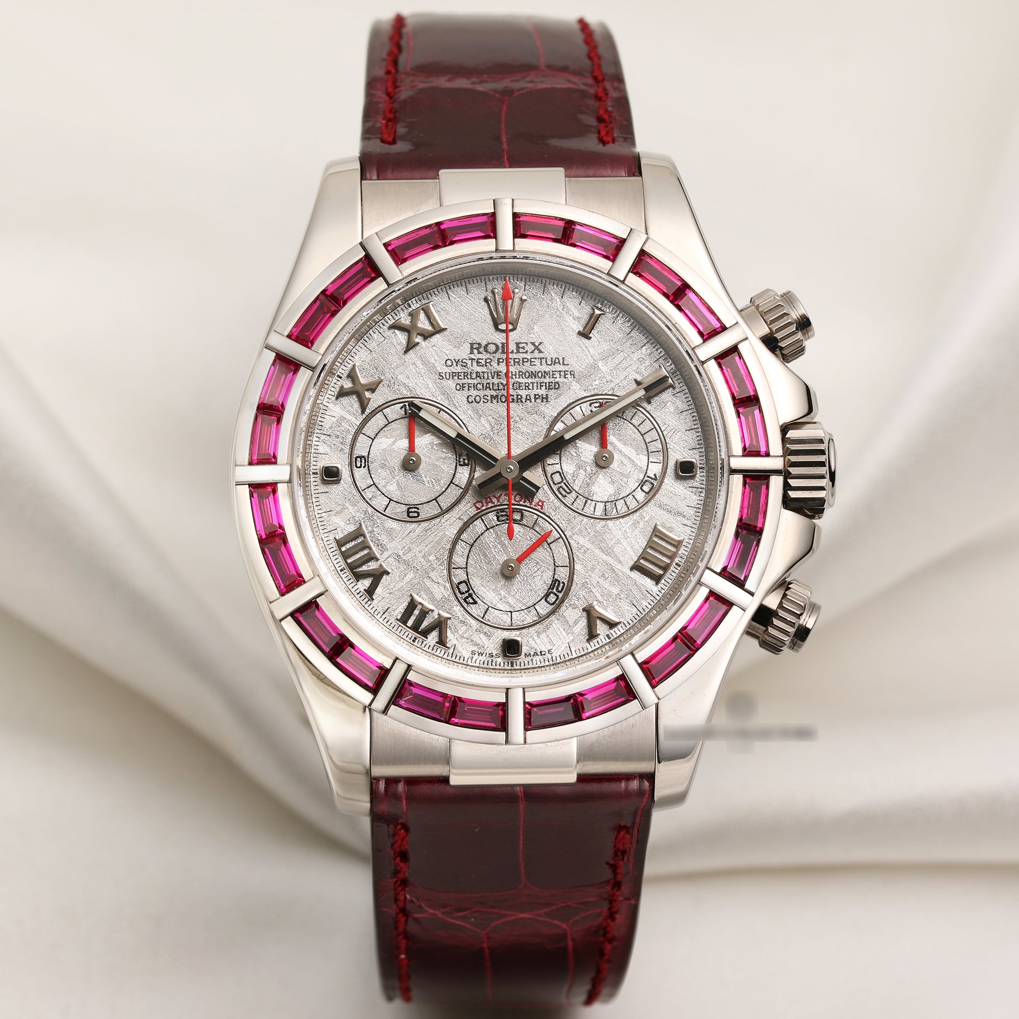 Rolex-Daytona-116589-SALV-18K-White-Gold-Ruby-Baguette-Bezel-Meteorite-Dial-Second-Hand-Watch-Collectors-1