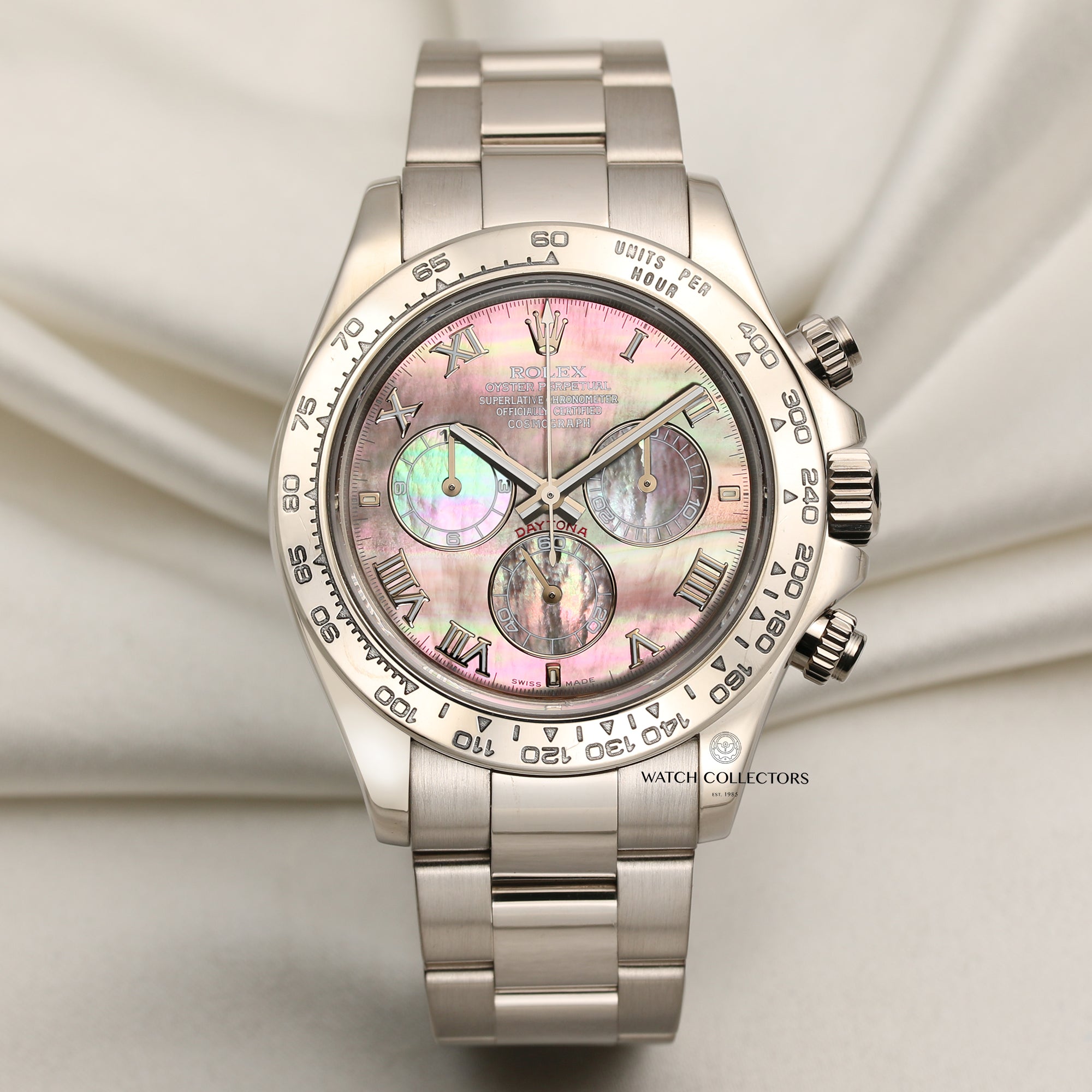 Rolex Daytona 18K White Gold Black MOP Dial Second Hand Watch Collectors 1