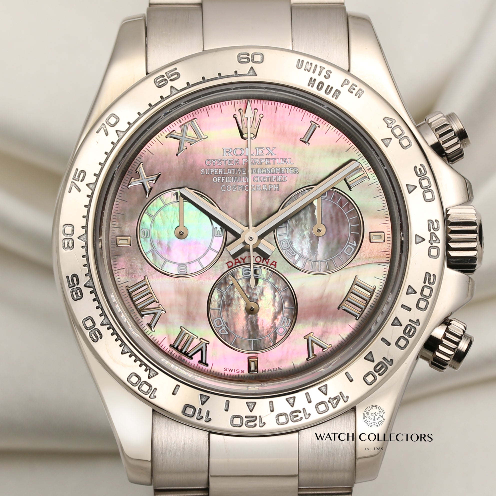 Rolex Daytona 18K White Gold Black MOP Dial Second Hand Watch Collectors 2