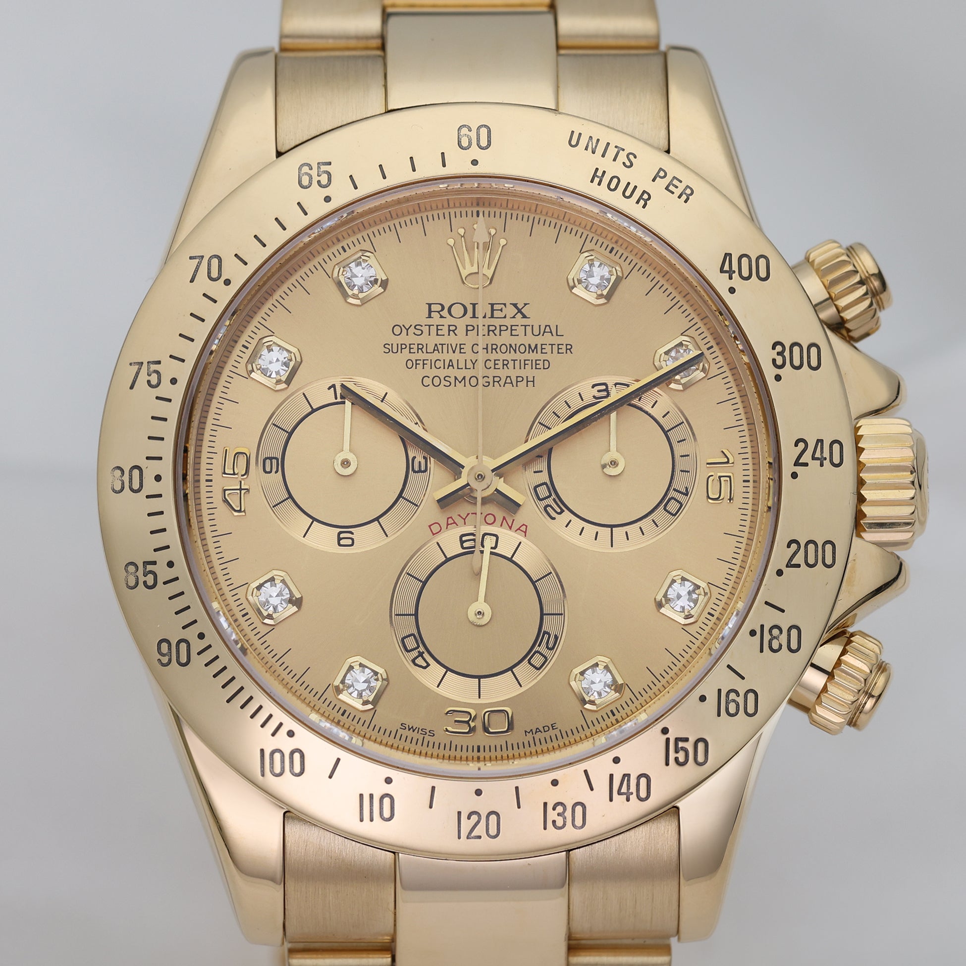 Rolex Daytona 18K Yellow Gold Champagne Diamond Dial Second Hand Watch Collectors 2