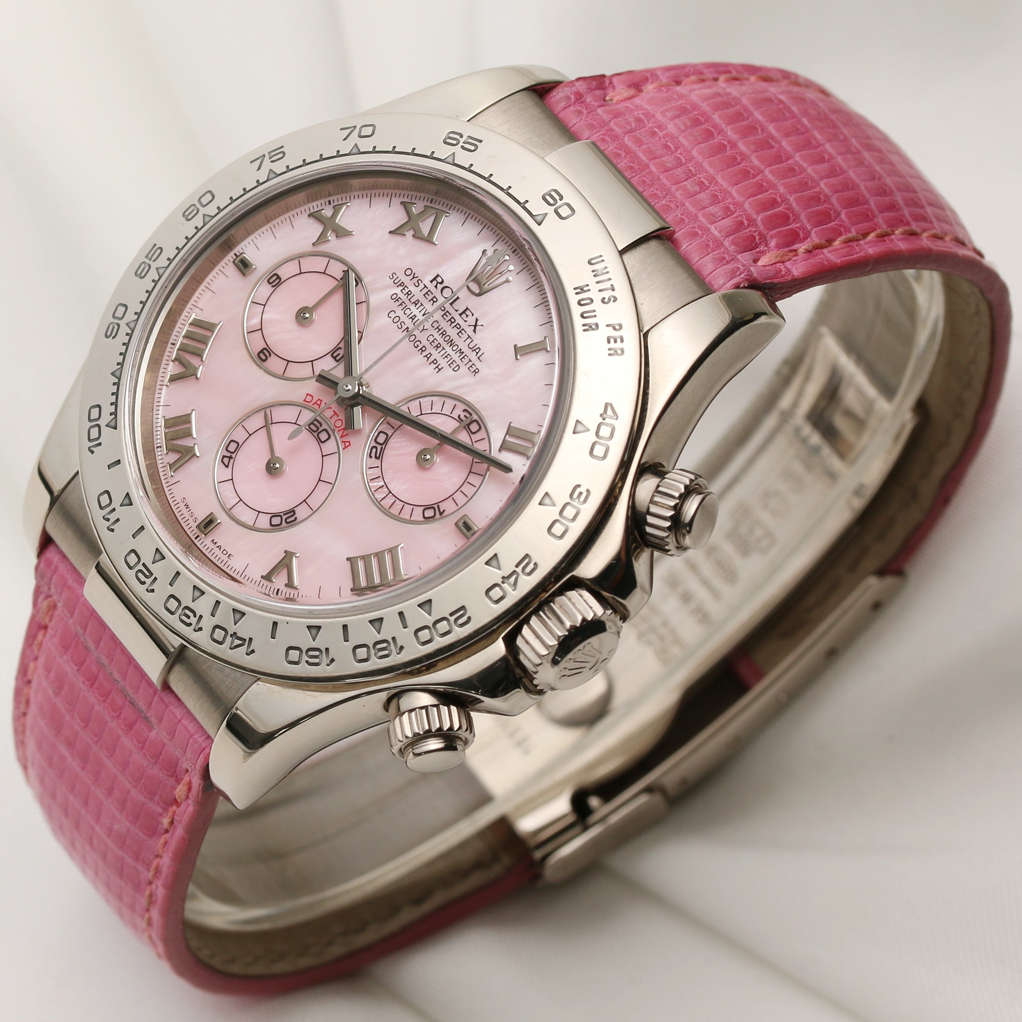 Rolex Daytona Beach 116519 18K White Gold Pink MOP Dial Second Hand Watch Collectors 3