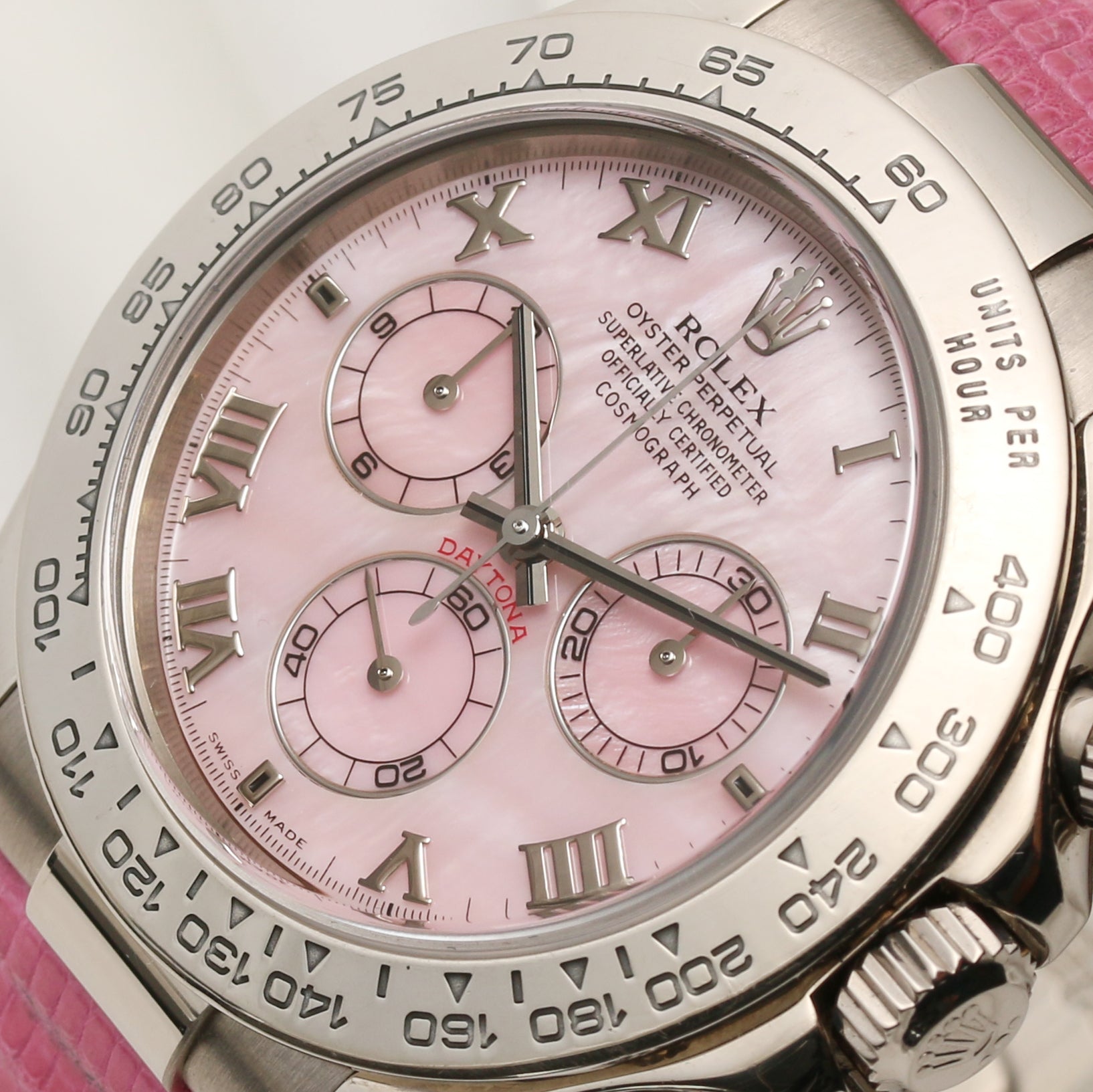 Rolex Daytona Beach 116519 18K White Gold Pink MOP Dial Second Hand Watch Collectors 4