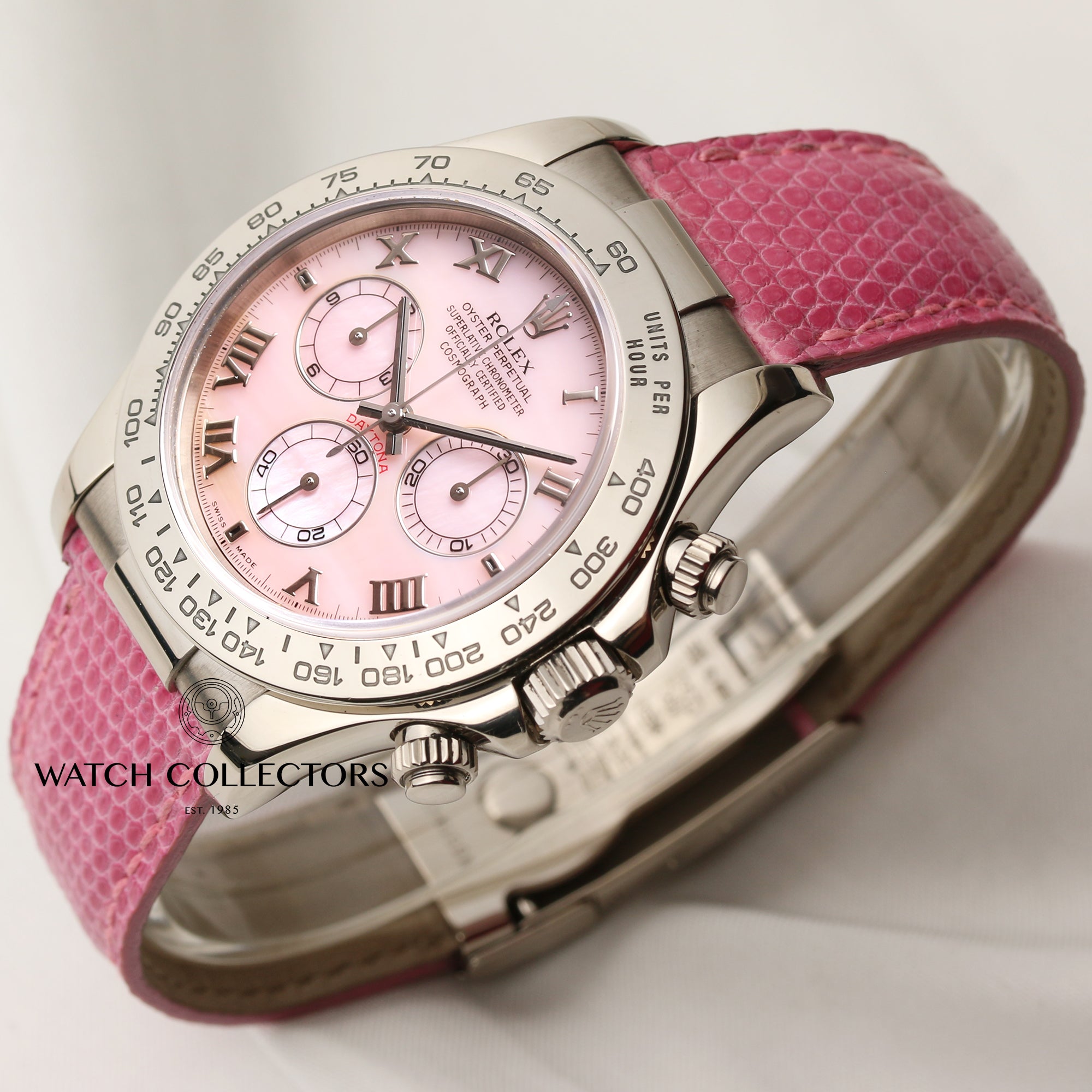 Rolex Daytona Beach 116519 18K White Gold Pink MOP Second Hand Watch Collectors 3