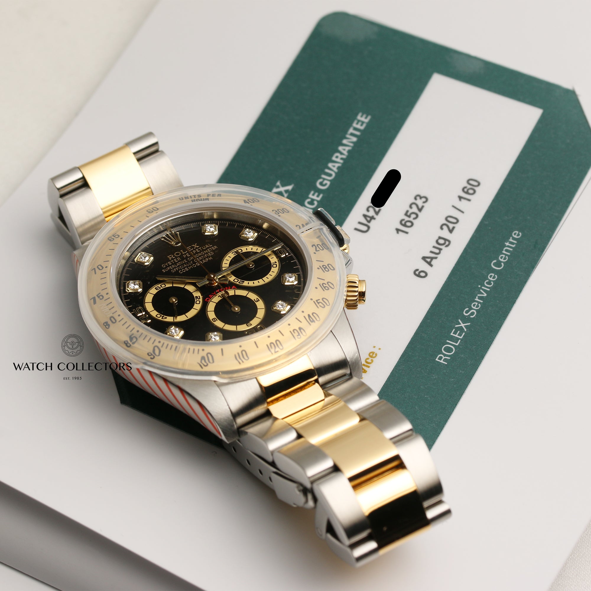 Rolex Daytona Steel & Gold Black Diamond Dial Second Hand Watch Collectors 9