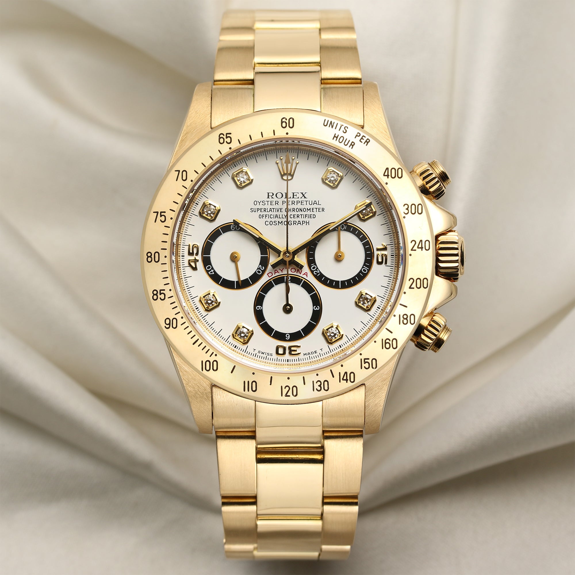 Rolex Daytona Zenith 16528 Inverted Six Diamond Dial 18K Yellow Gold Second Hand Watch Collectors 1