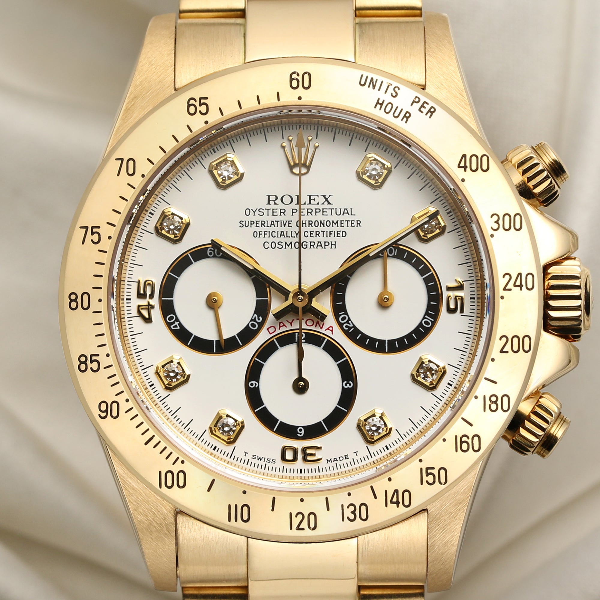 Rolex Daytona Zenith 16528 Inverted Six Diamond Dial 18K Yellow Gold Second Hand Watch Collectors 2