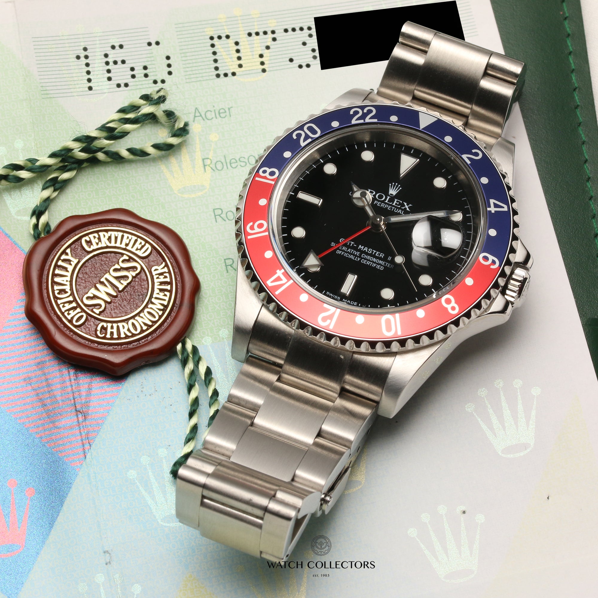 Rolex GMT-Master II 16710 Stainless Steel Stick Dial Pepsi Bezel Second Hand Watch Collectors 11