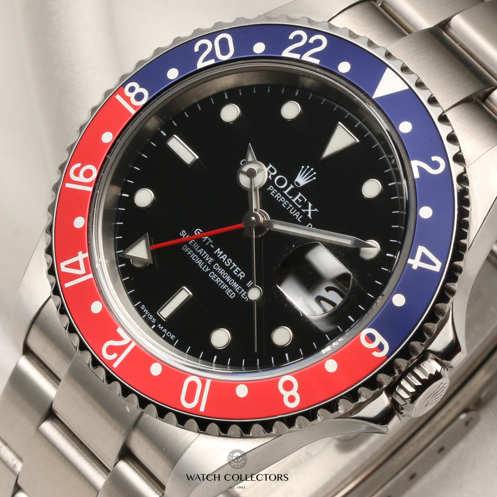 Rolex GMT-Master II 16710 Stainless Steel Stick Dial Pepsi Bezel Second Hand Watch Collectors 5