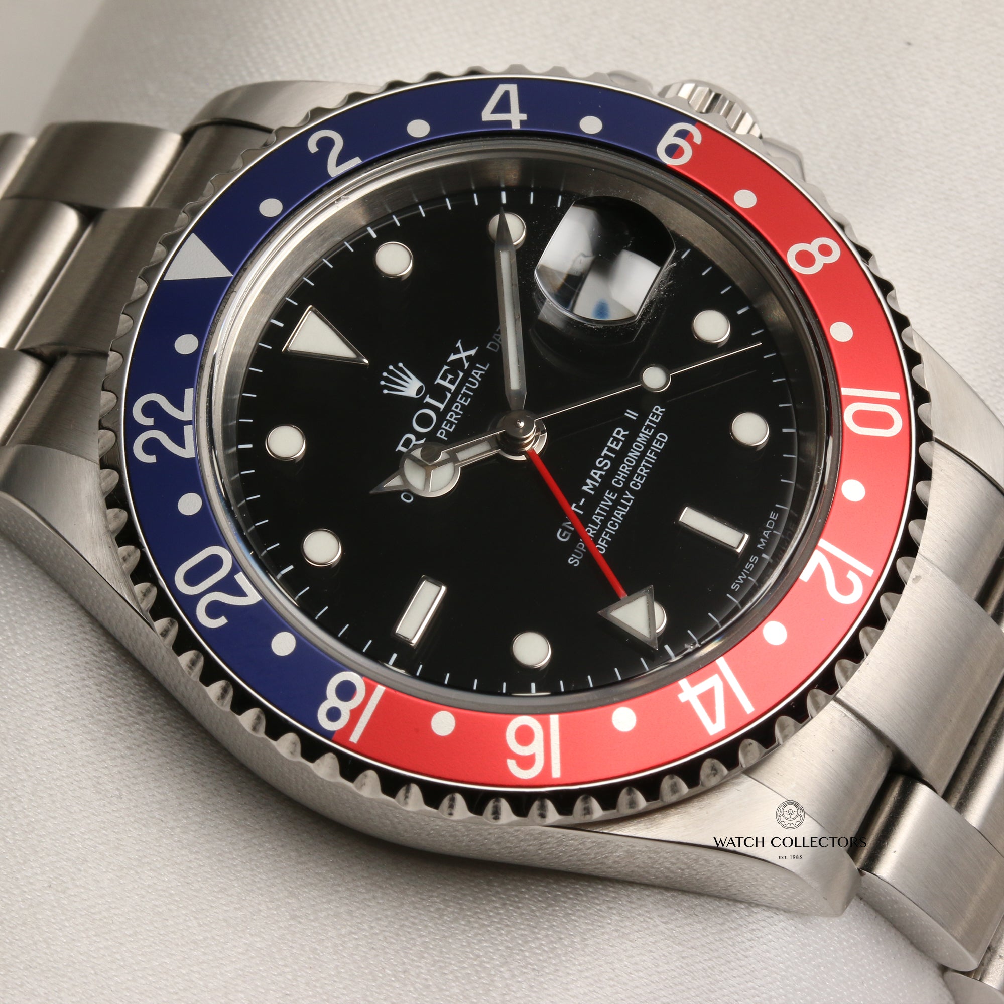 Rolex GMT-Master II 16710 Stainless Steel Stick Dial Pepsi Bezel Second Hand Watch Collectors 6