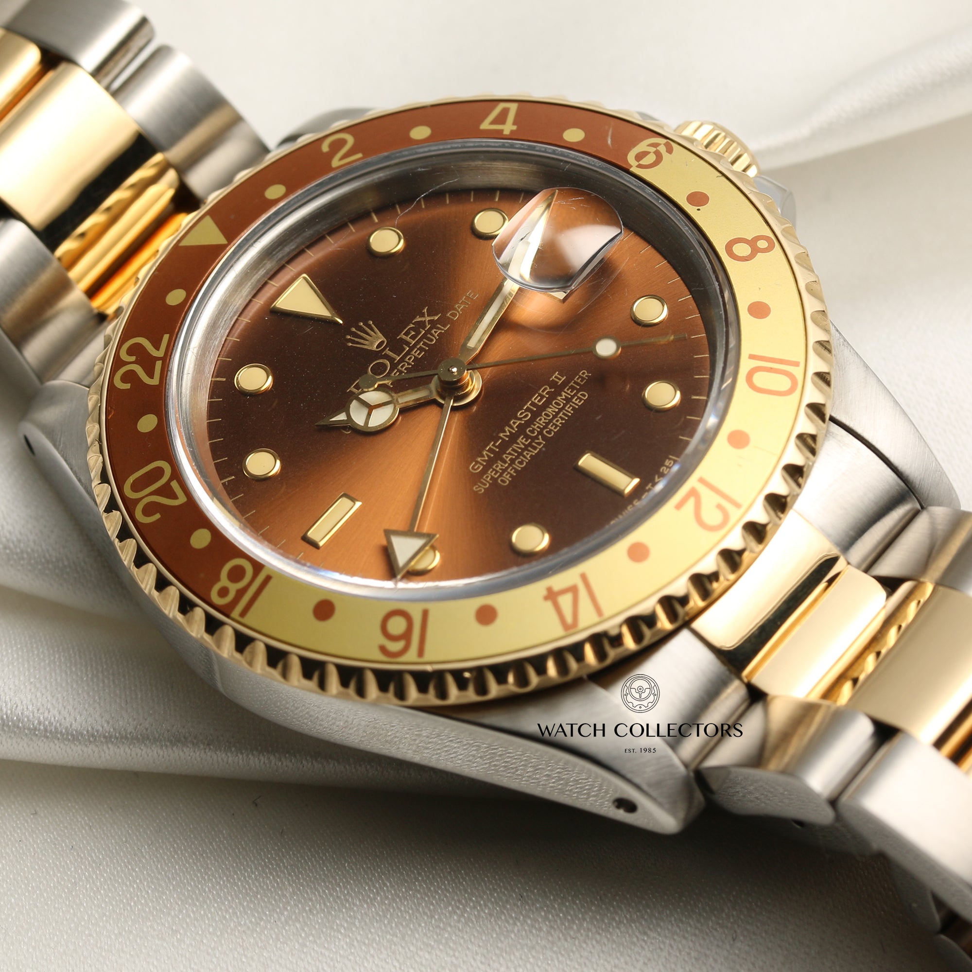 Rolex GMT-Master II 16713 Steel & Gold Root Beer Second Hand Watch Collectors 5