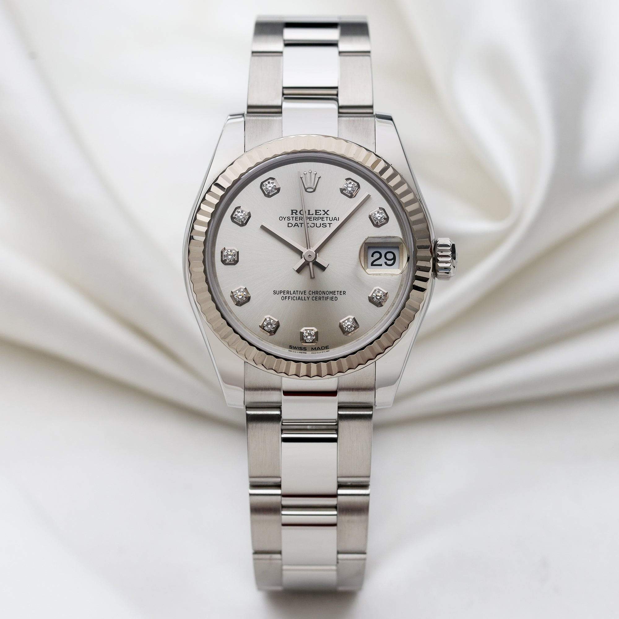 Rolex Lady Date Just 178274 Stainless Steel Diamond Dial Second Hand Watch Collectors 1
