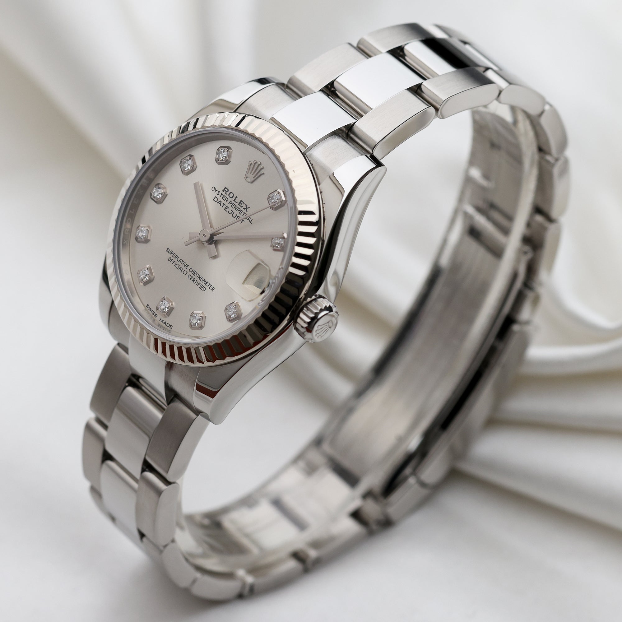 Rolex Lady Date Just 178274 Stainless Steel Diamond Dial Second Hand Watch Collectors 3