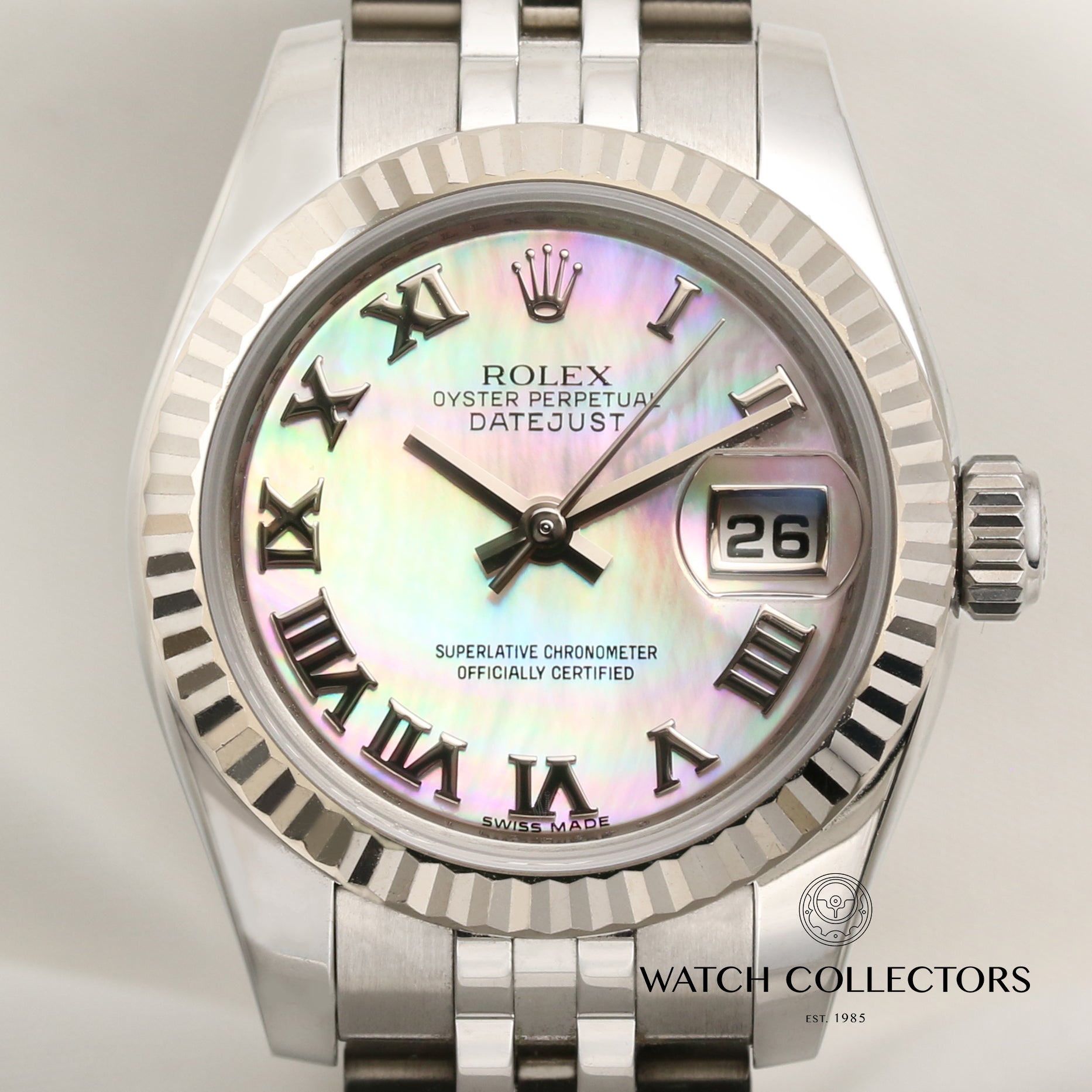 Rolex Lady DateJust 179174 Stainless Steel & 18K White Gold Bezel MOP Dial Second Hand Watch Collectors 2