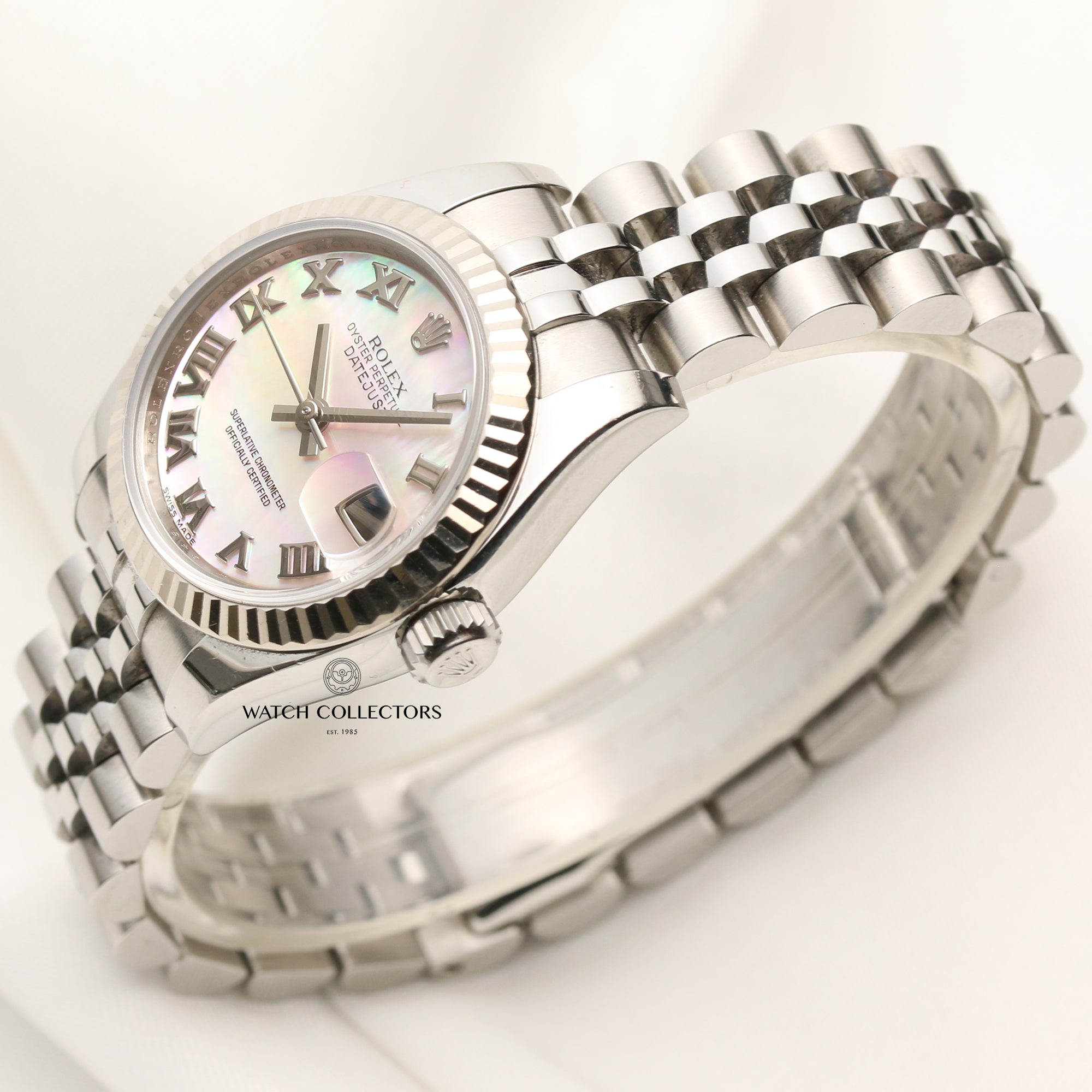 Rolex Lady DateJust 179174 Stainless Steel & 18K White Gold Bezel MOP Dial Second Hand Watch Collectors 3