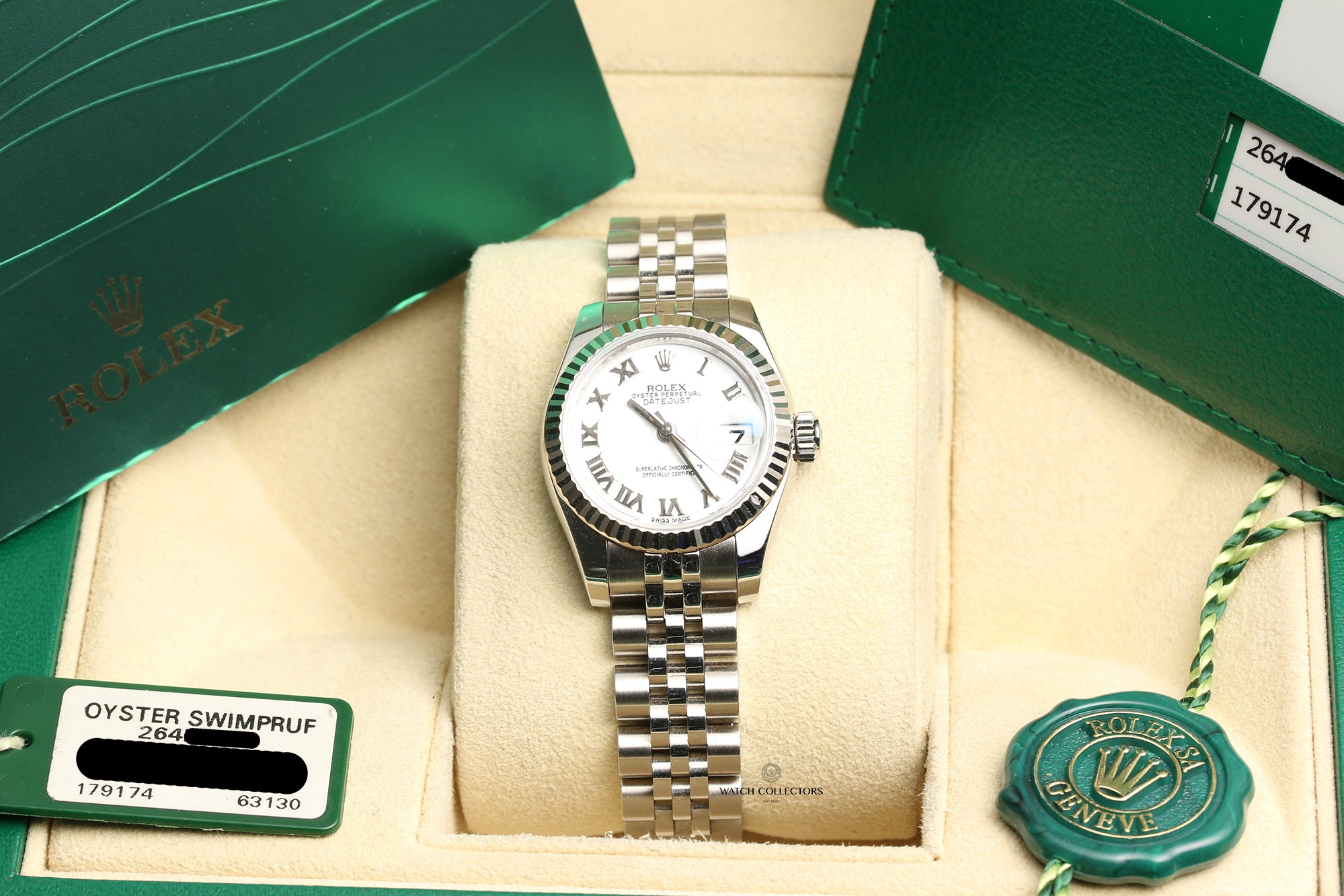 Rolex Lady DateJust 179174 Stainless Steel 18K White Gold Bezel Second Hand Watch Collectors 10