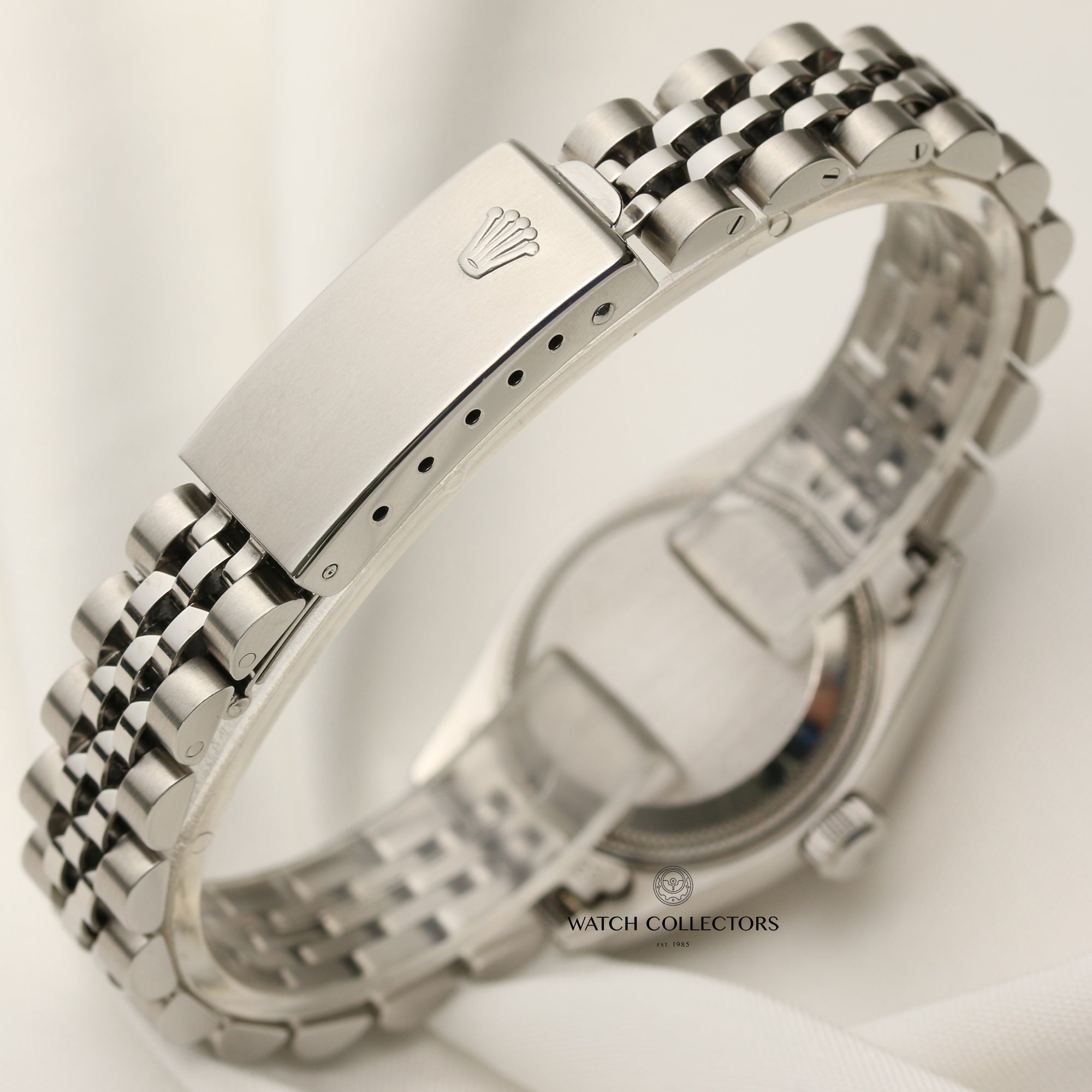 Rolex Lady DateJust 179174 Stainless Steel & 18K White Gold Bezel Silver Diamond Dial Second Hand Watch Collectors 5