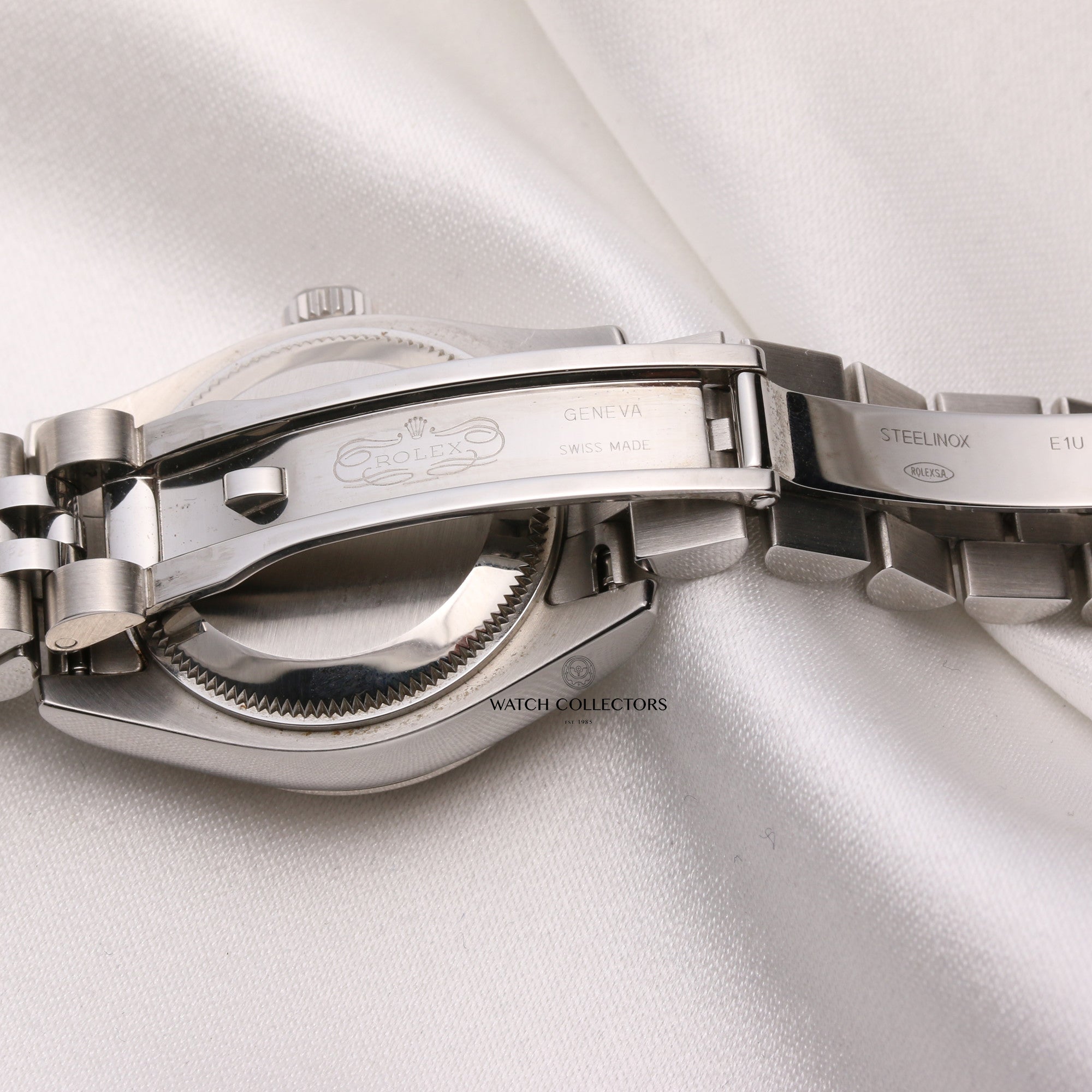 Rolex-Lady-DateJust-179174-Stainless-Steel-Jubilee-Diamond-Dial-Second-Hand-Watch-Collectors-6